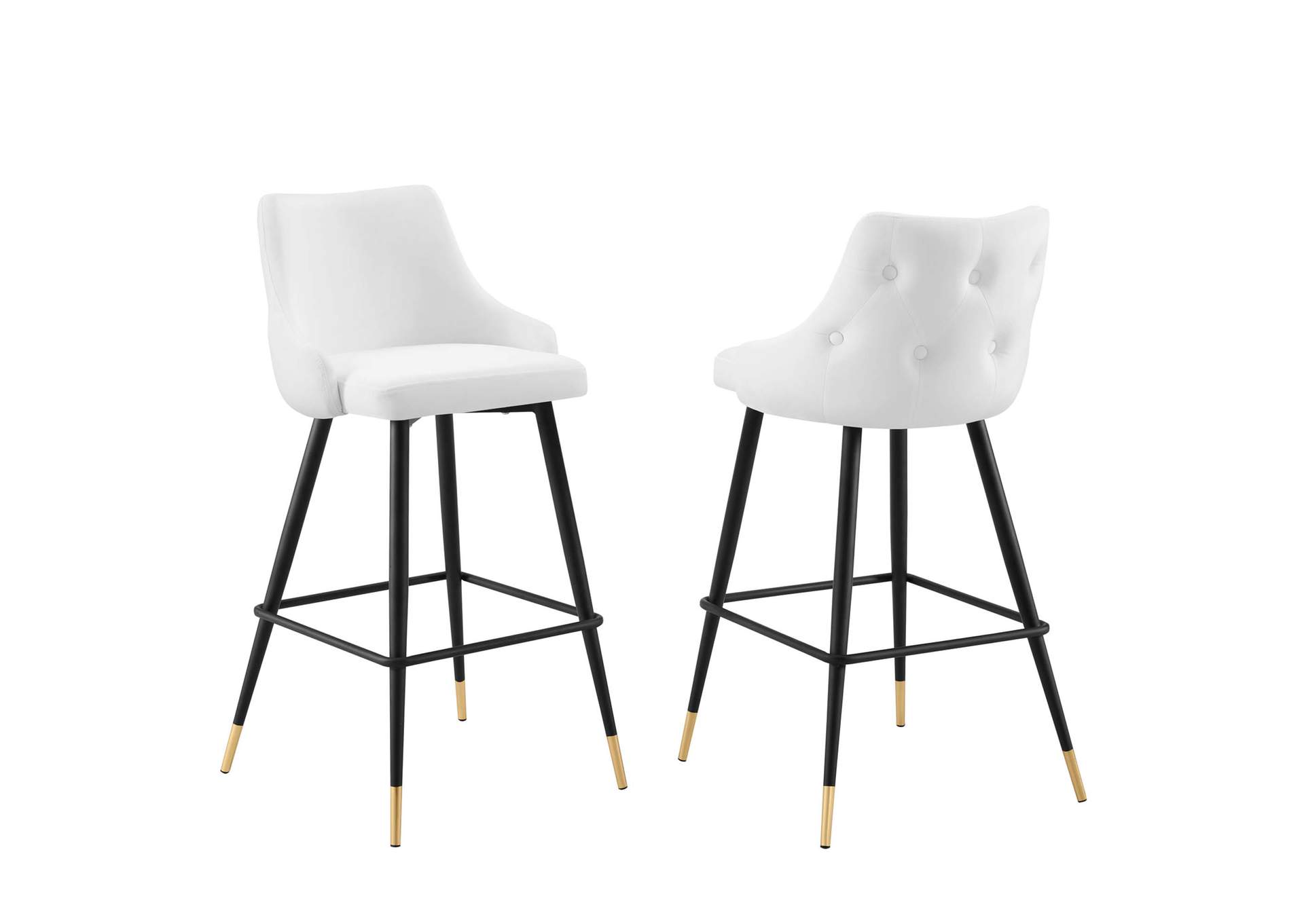 White Adorn Performance Velvet Bar Stool [Set of 2],Modway
