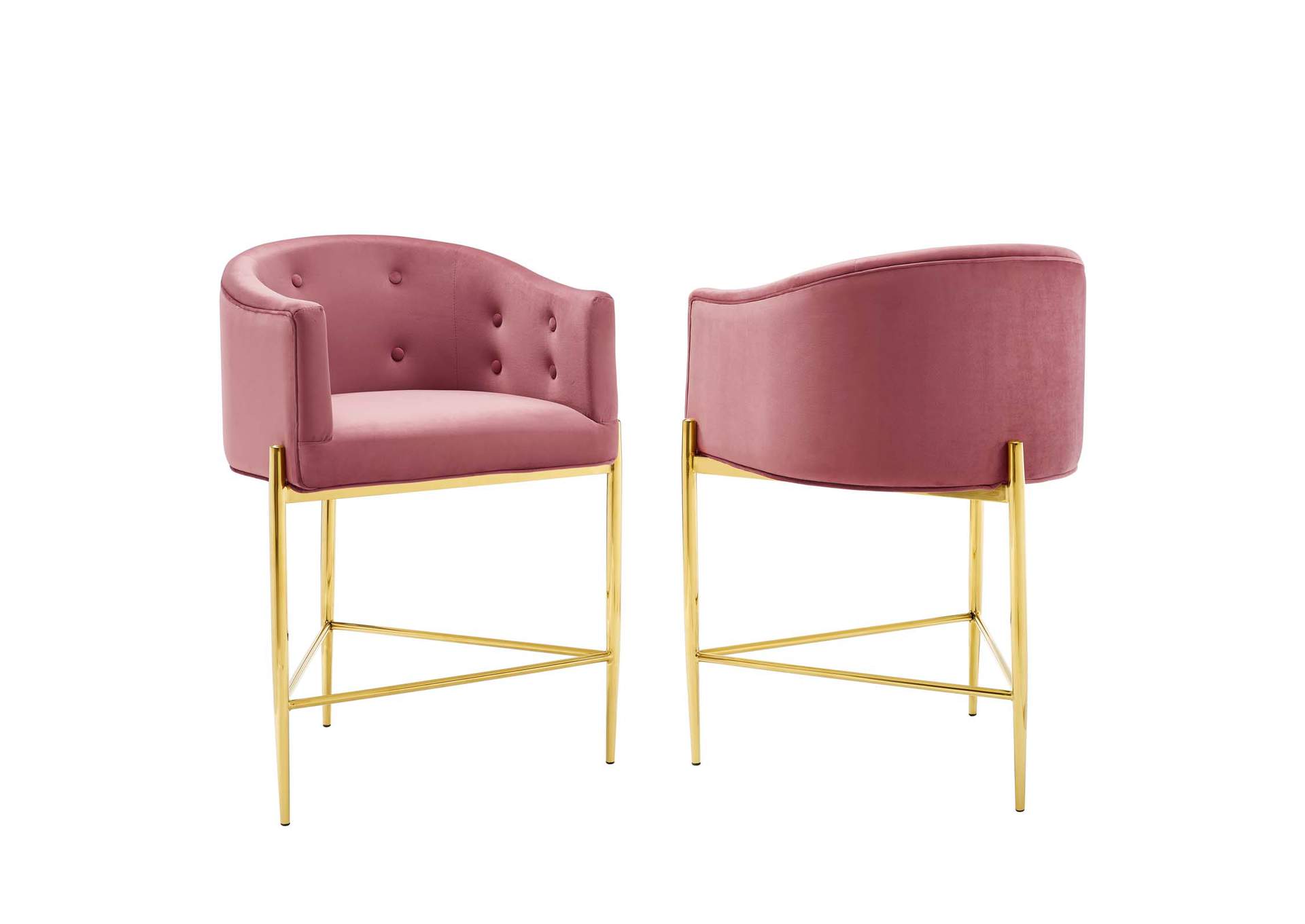 Dusty Rose Savour Tufted Performance Velvet Counter Stool [Set of 2],Modway