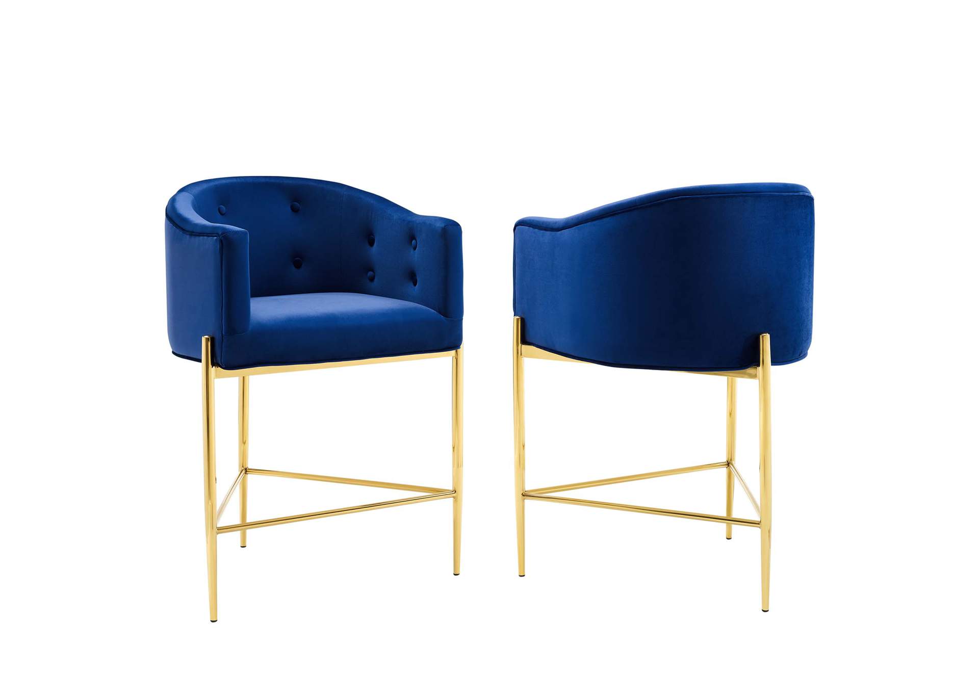 Navy Savour Tufted Performance Velvet Counter Stool [Set of 2],Modway