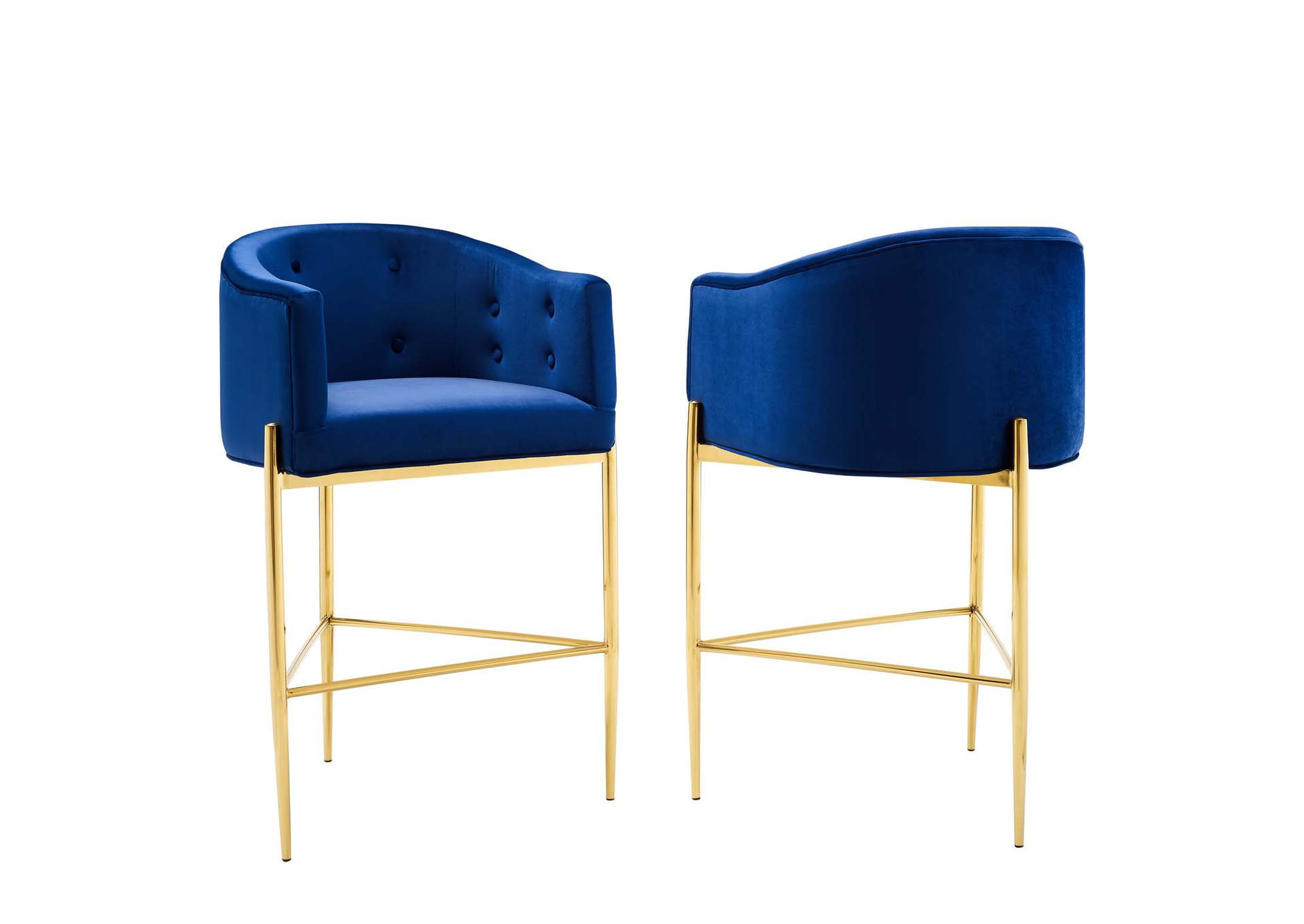 Navy Savour Tufted Performance Velvet Bar Stool [Set of 2],Modway