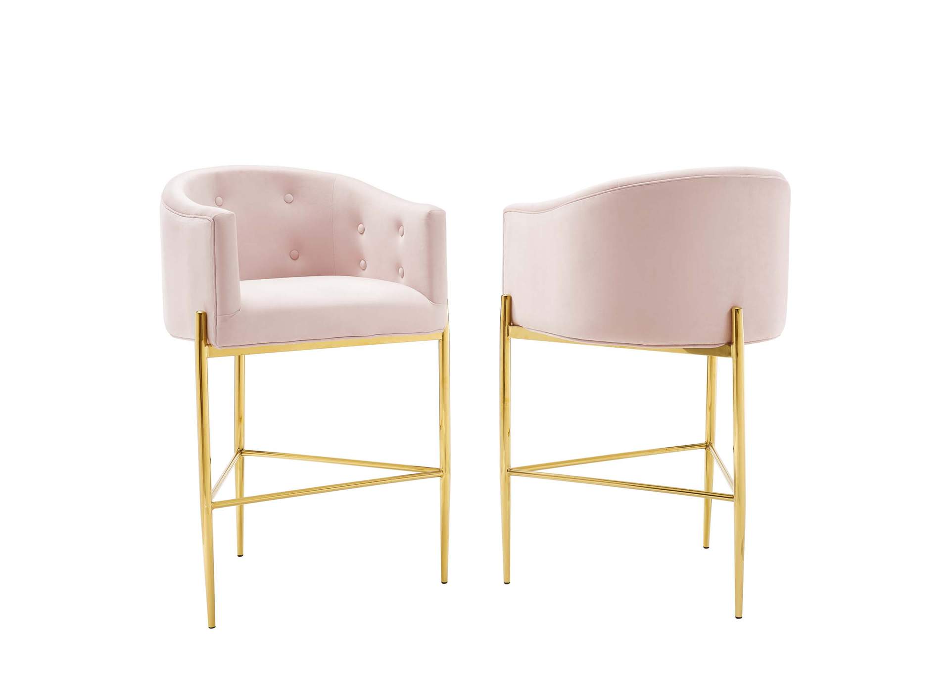 Pink Savour Tufted Performance Velvet Bar Stool [Set of 2],Modway
