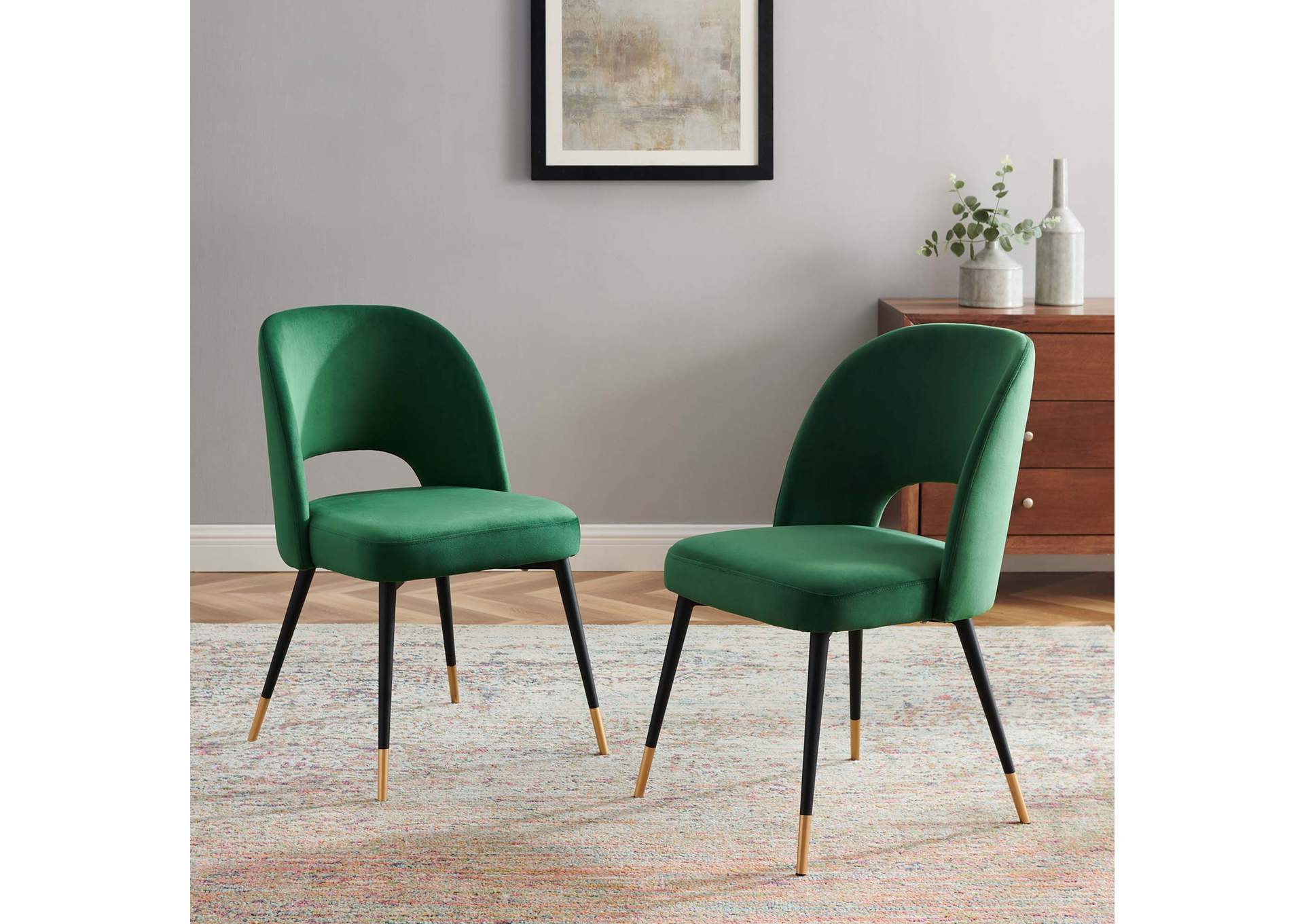 Emerald Rouse Performance Velvet Dining Side Chairs - [Set of 2],Modway