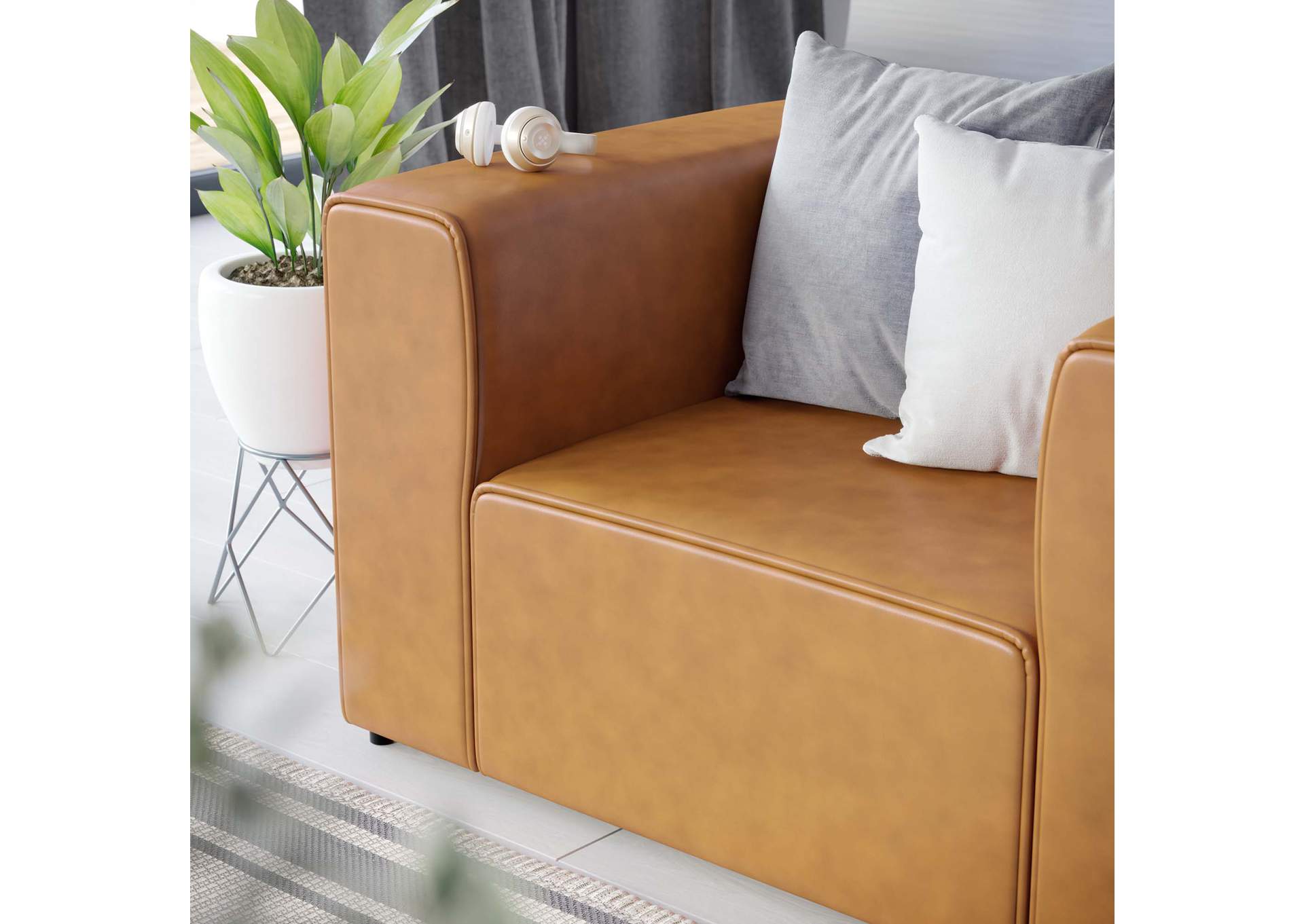 Tan Mingle Vegan Leather Arm Chair,Modway