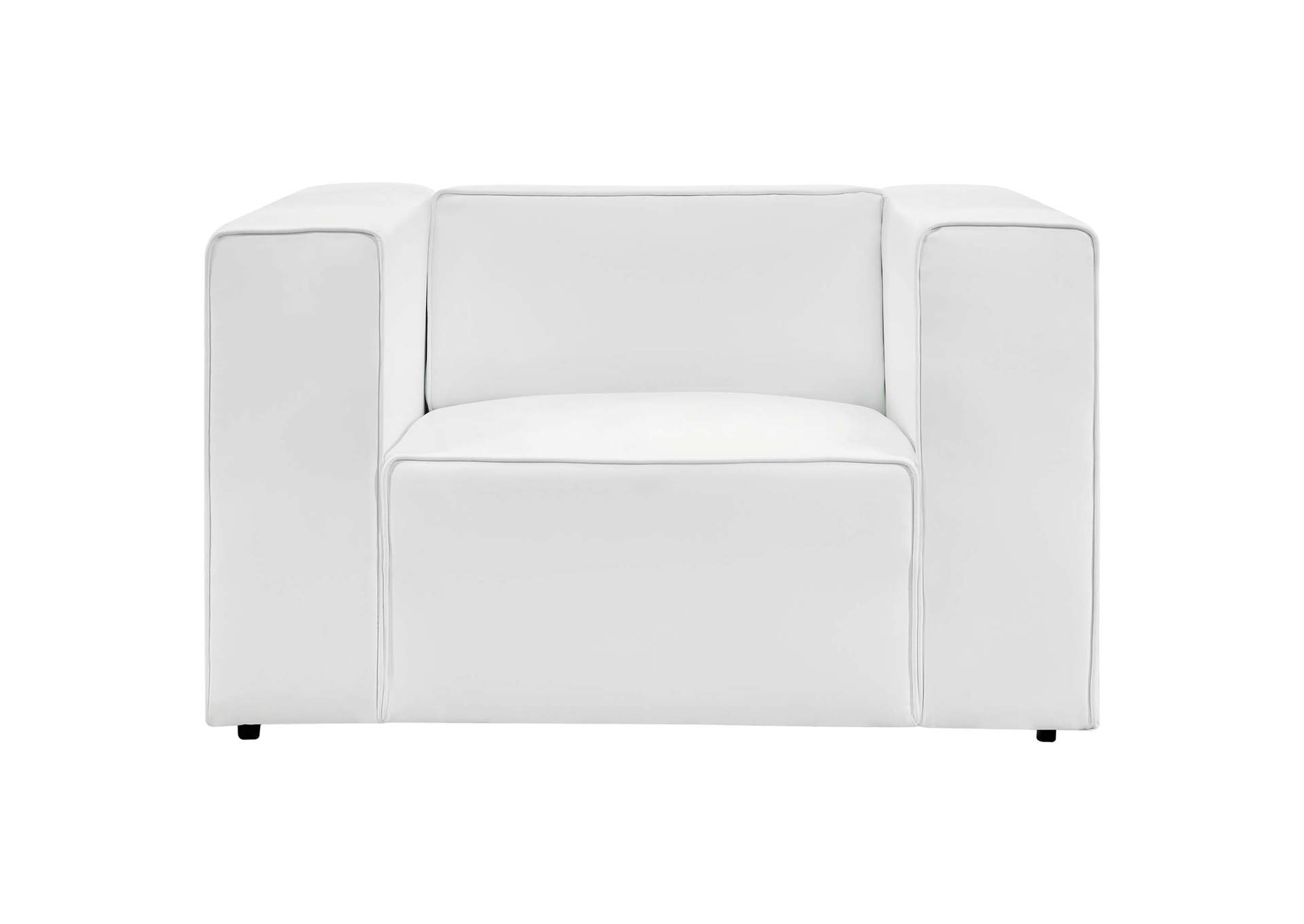 White Mingle Vegan Leather Arm Chair,Modway