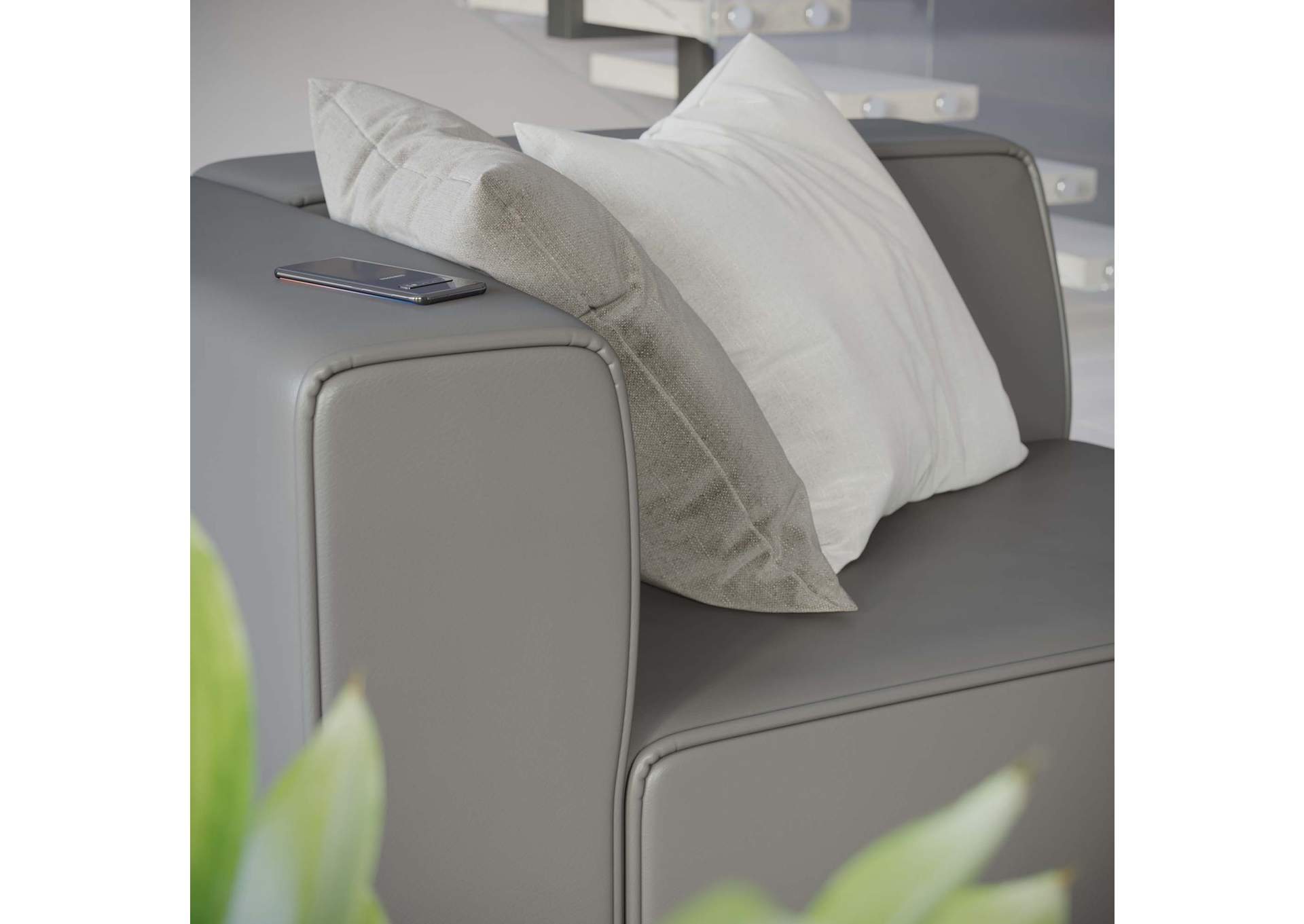 Gray Mingle Vegan Leather Left-Arm Chair,Modway