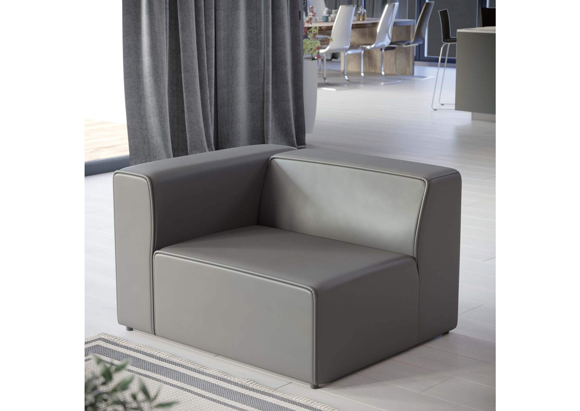 Gray Mingle Vegan Leather Left-Arm Chair,Modway