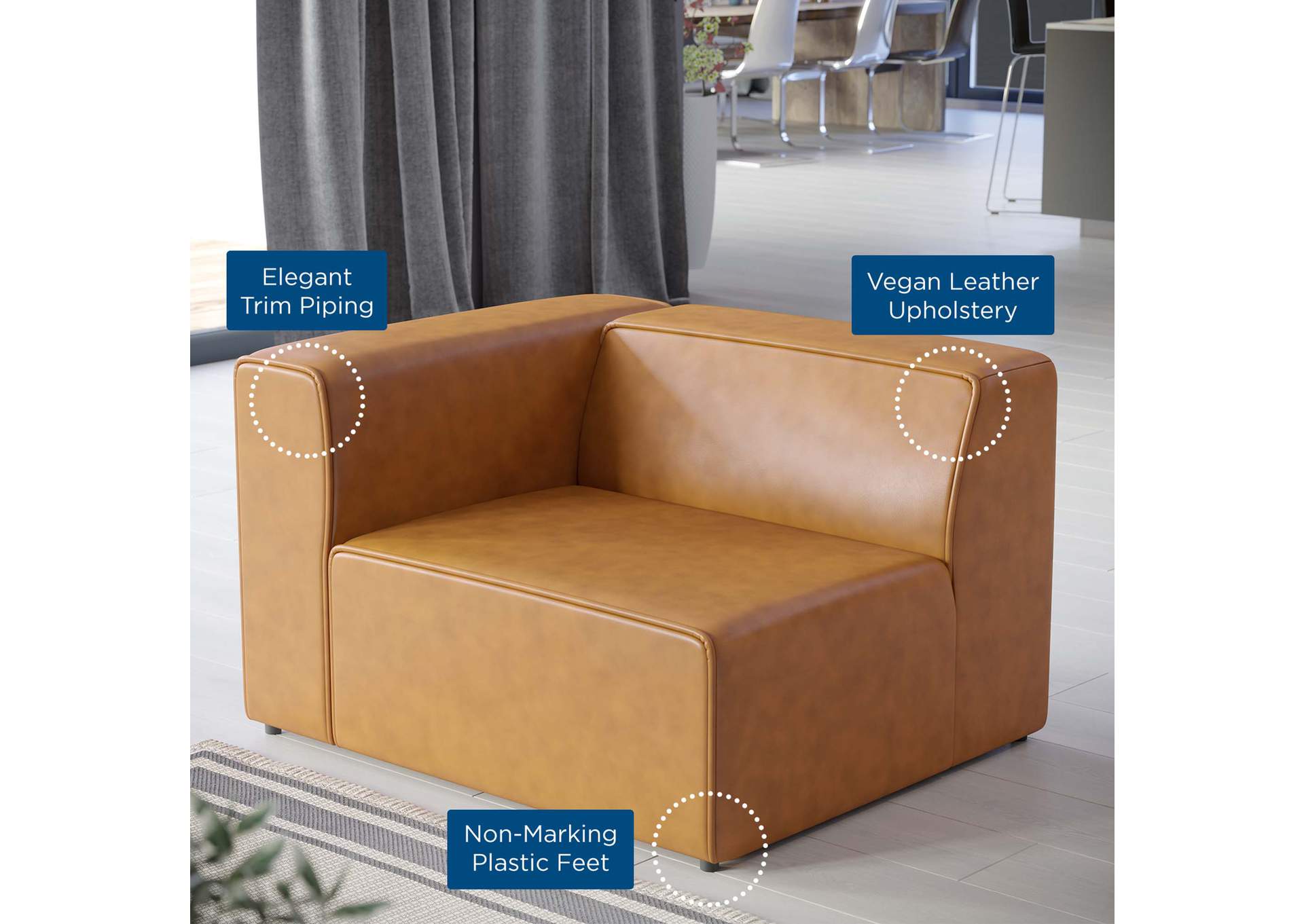 Tan Mingle Vegan Leather Left-Arm Chair,Modway