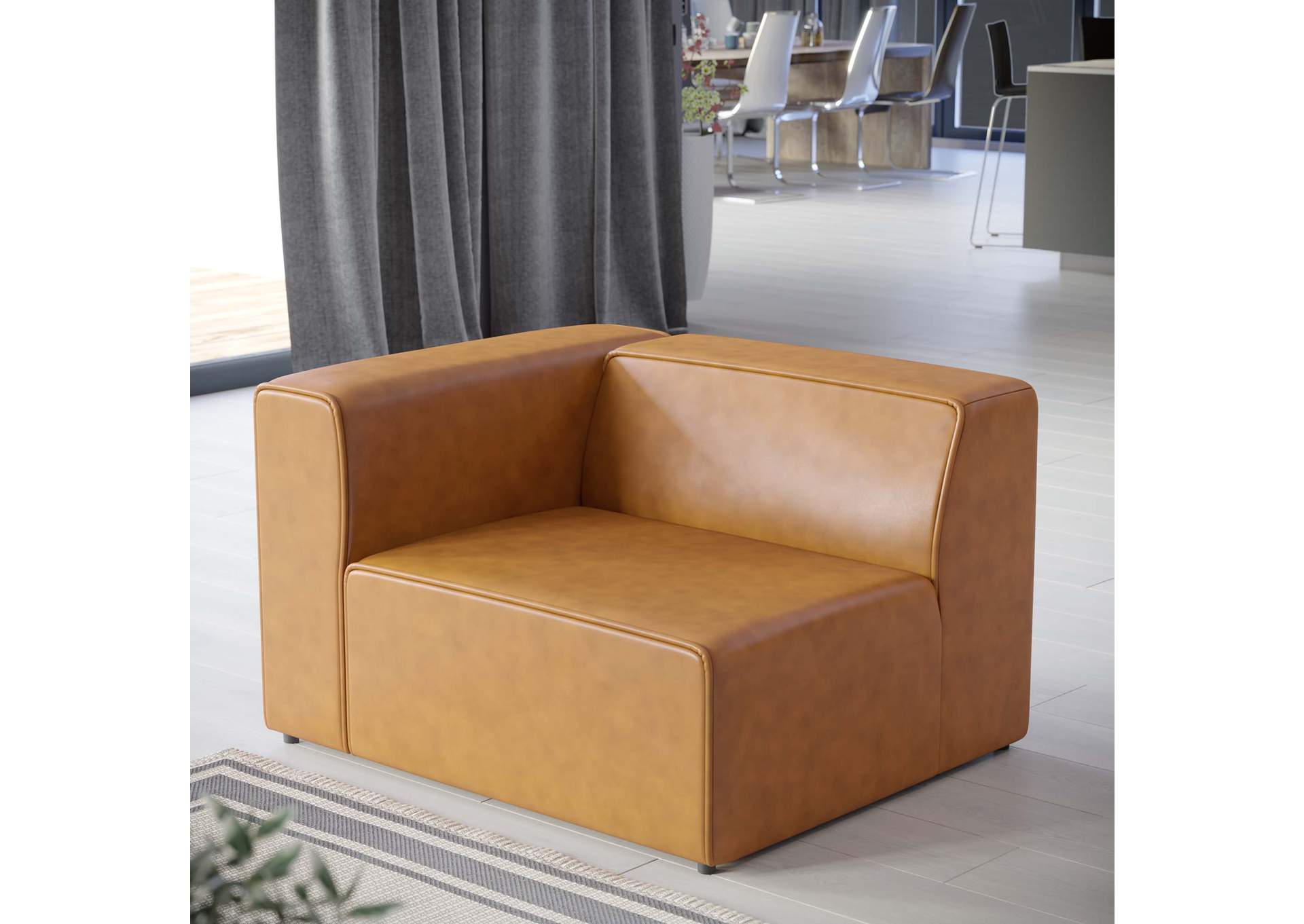 Tan Mingle Vegan Leather Left-Arm Chair,Modway