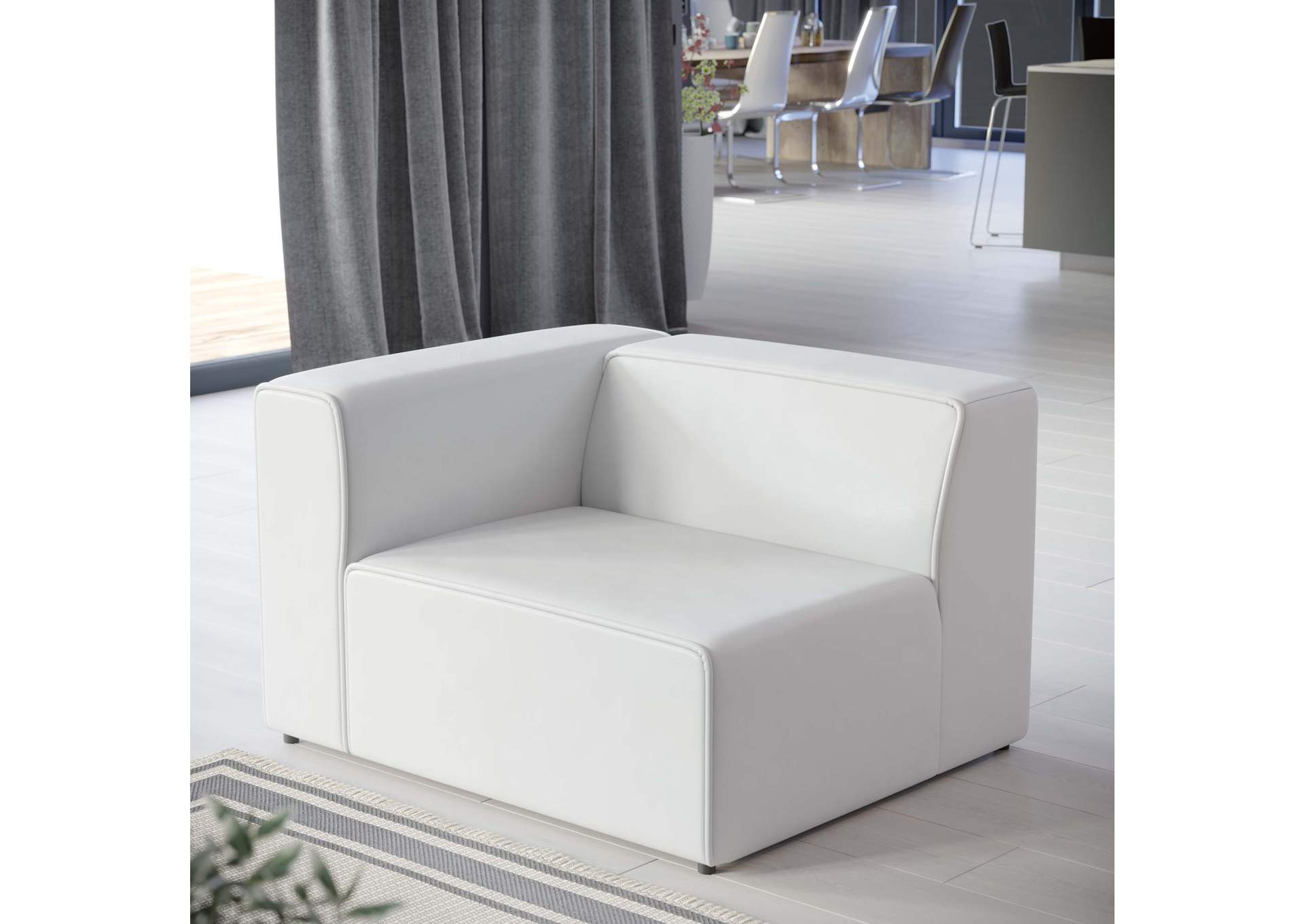 White Mingle Vegan Leather Left-Arm Chair,Modway