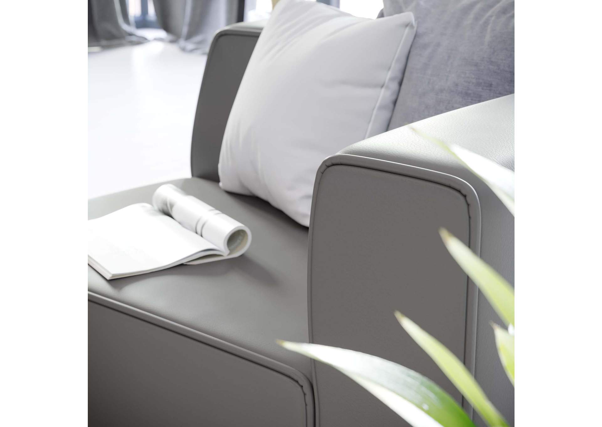 Gray Mingle Vegan Leather Right-Arm Chair,Modway