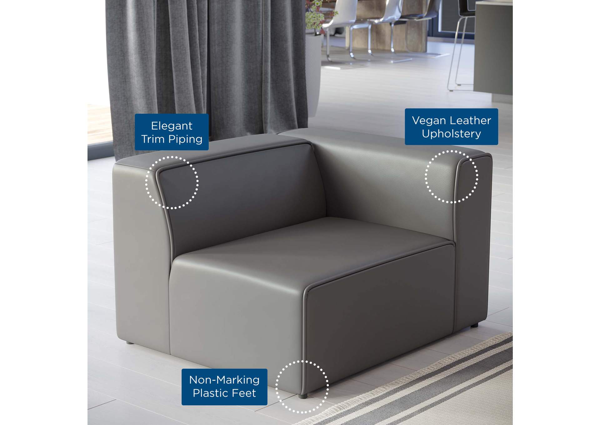 Gray Mingle Vegan Leather Right-Arm Chair,Modway