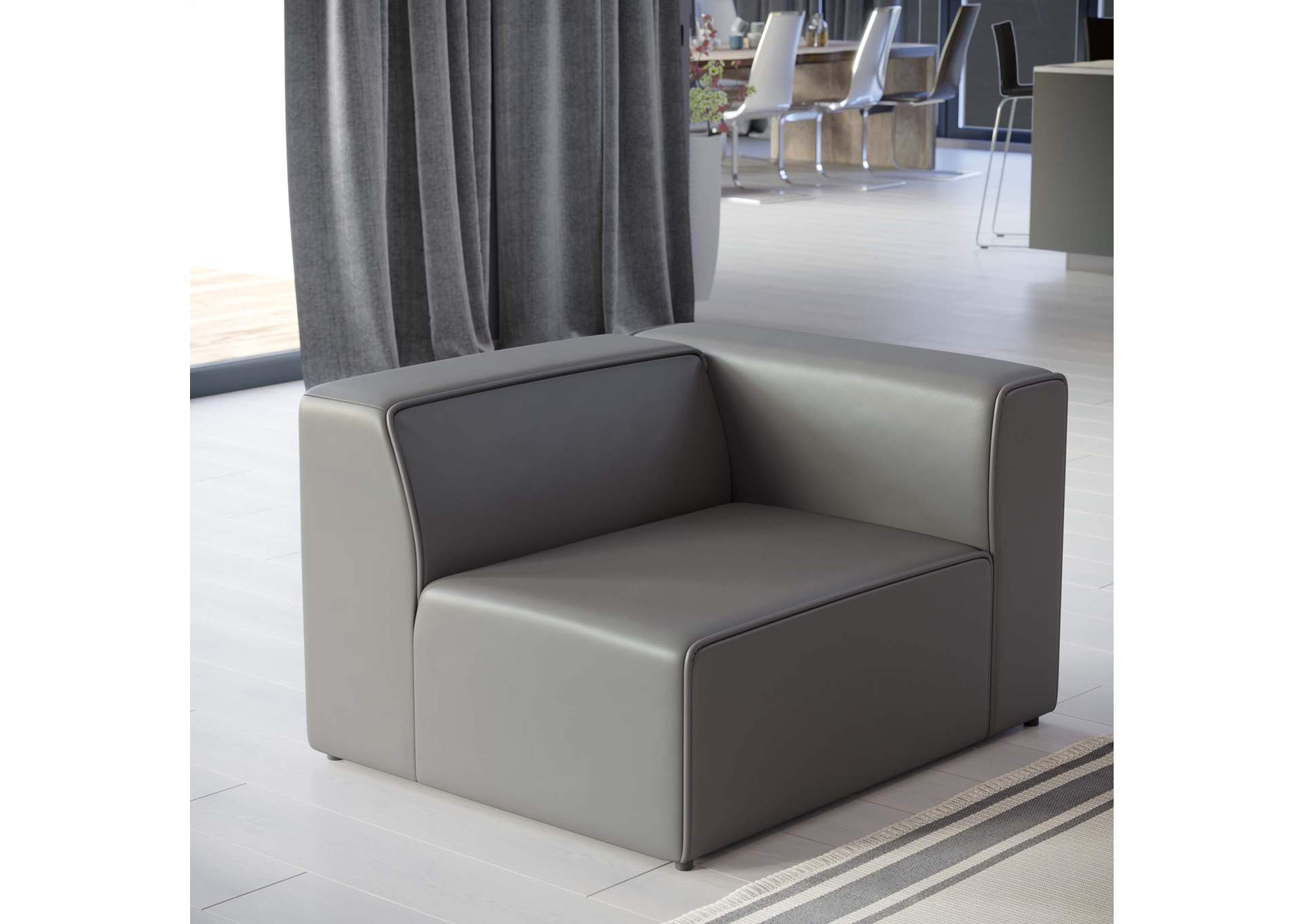 Gray Mingle Vegan Leather Right-Arm Chair,Modway