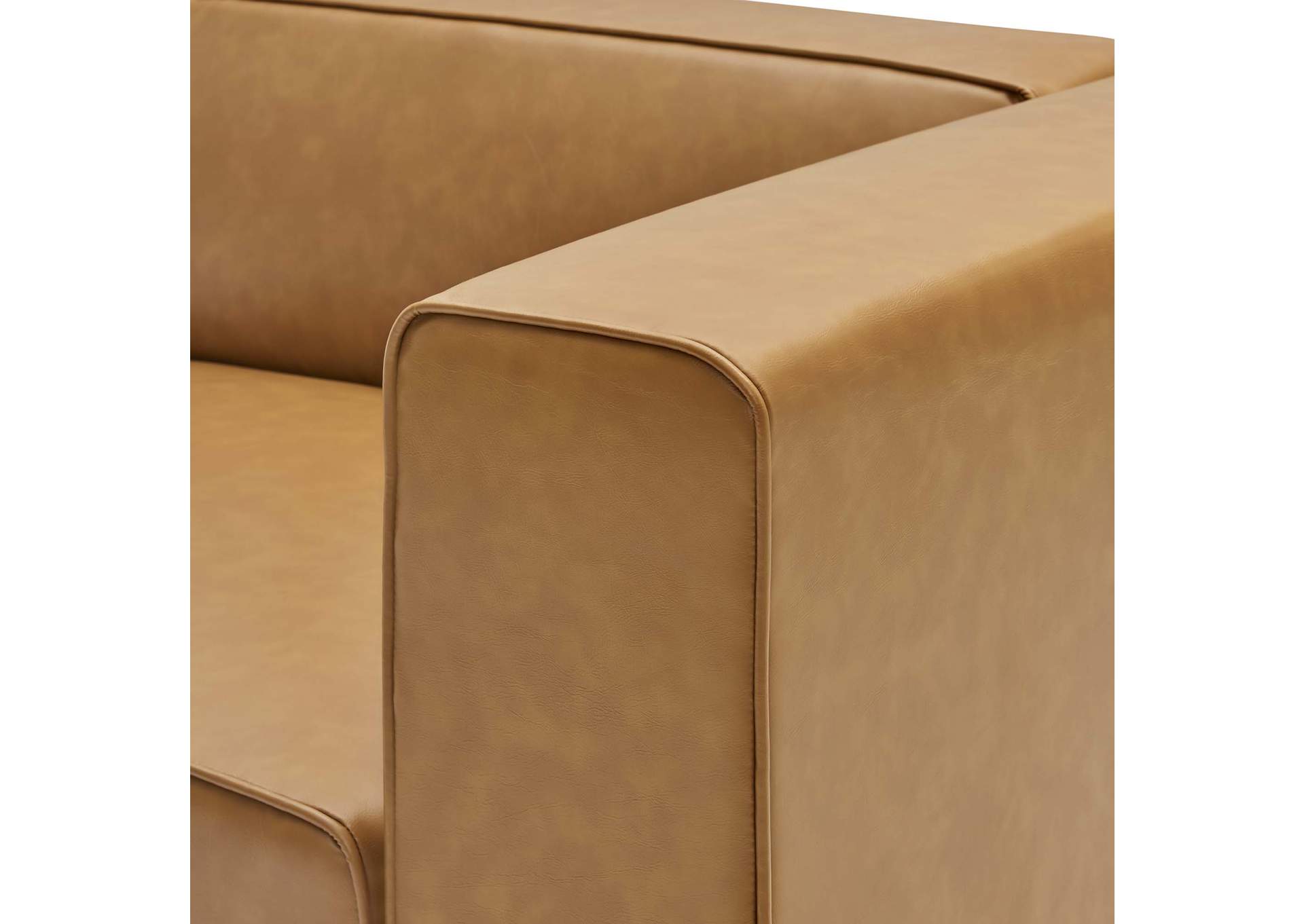 Tan Mingle Vegan Leather Right-Arm Chair,Modway
