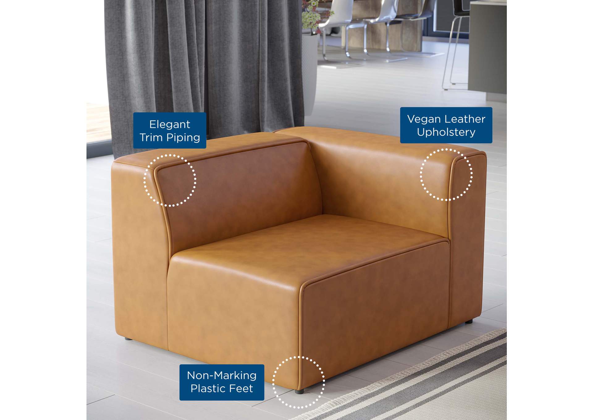 Tan Mingle Vegan Leather Right-Arm Chair,Modway