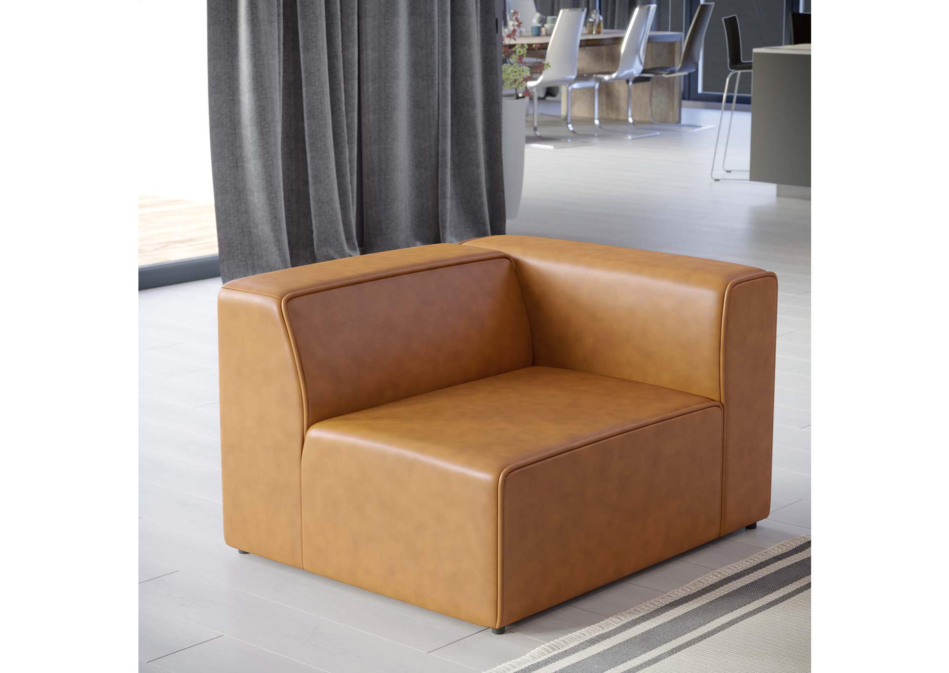 Tan Mingle Vegan Leather Right-Arm Chair,Modway