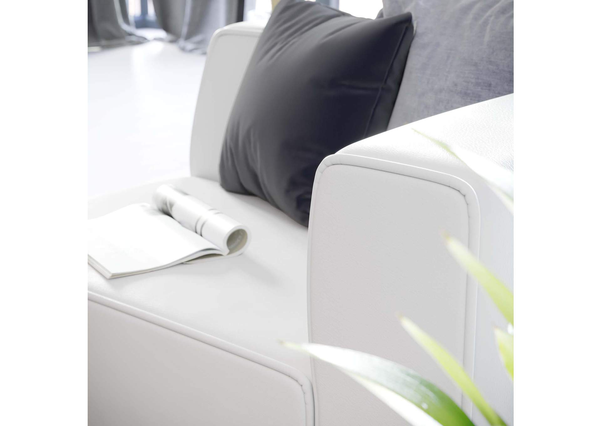 White Mingle Vegan Leather Right-Arm Chair,Modway