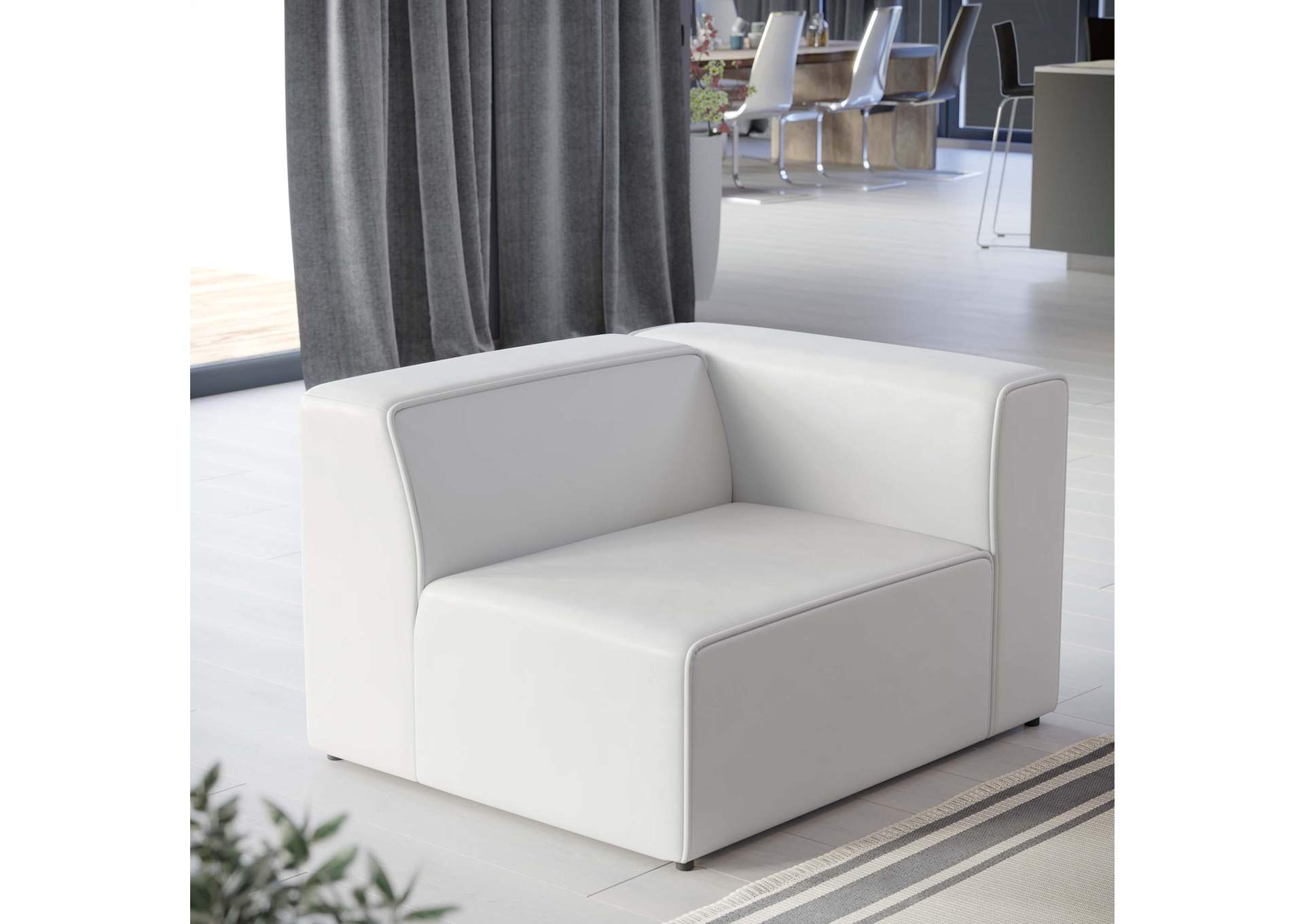 White Mingle Vegan Leather Right-Arm Chair,Modway