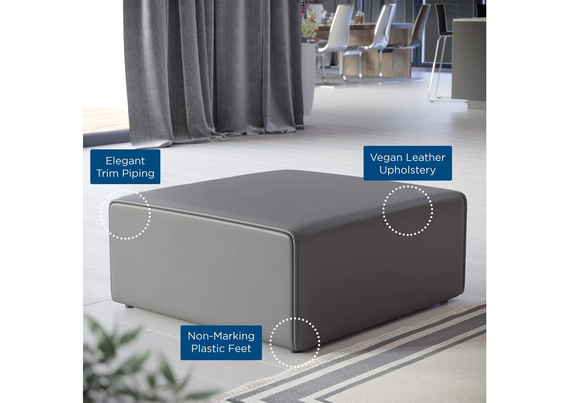 Gray Mingle Vegan Leather Ottoman,Modway