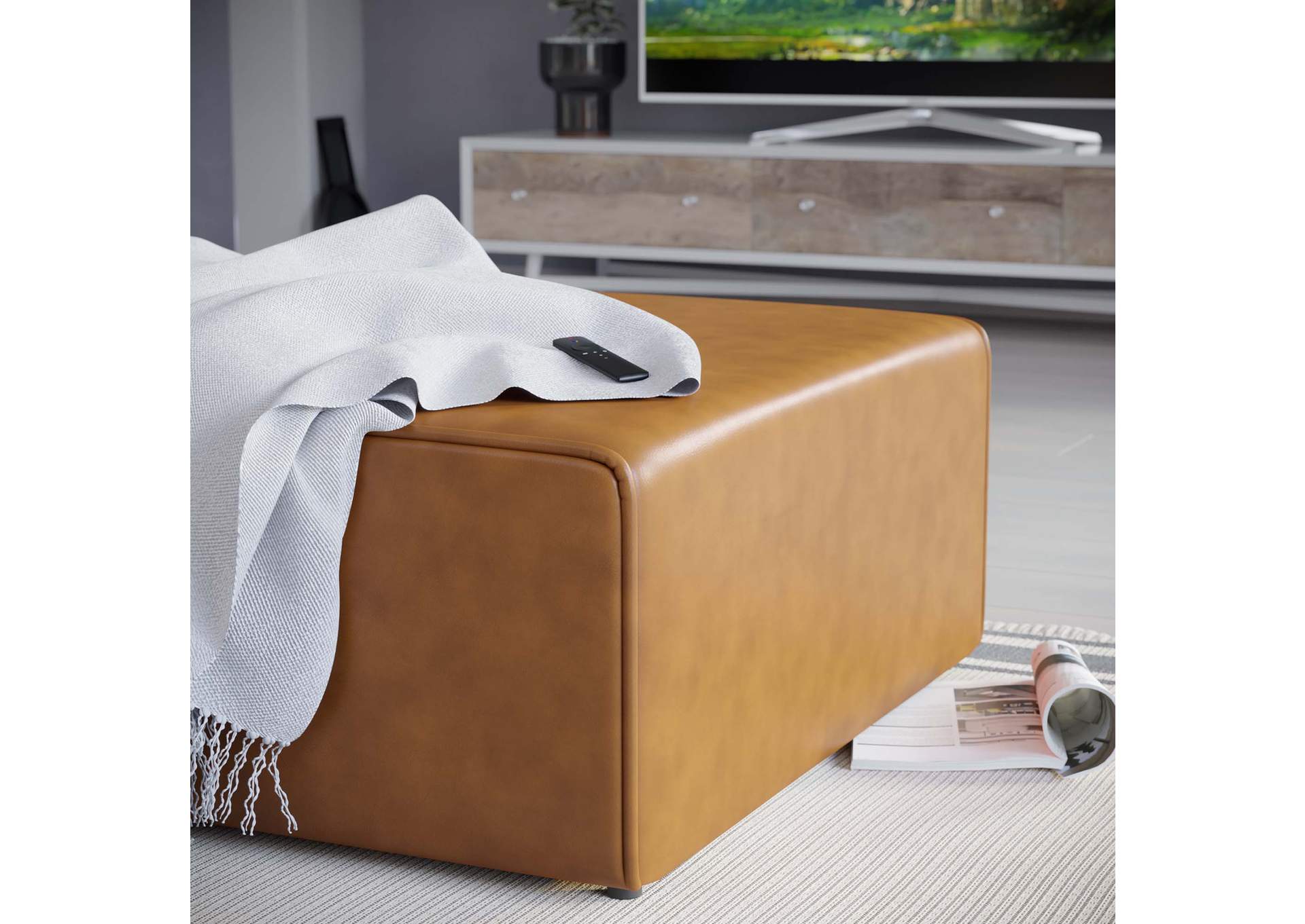 Tan Mingle Vegan Leather Ottoman,Modway