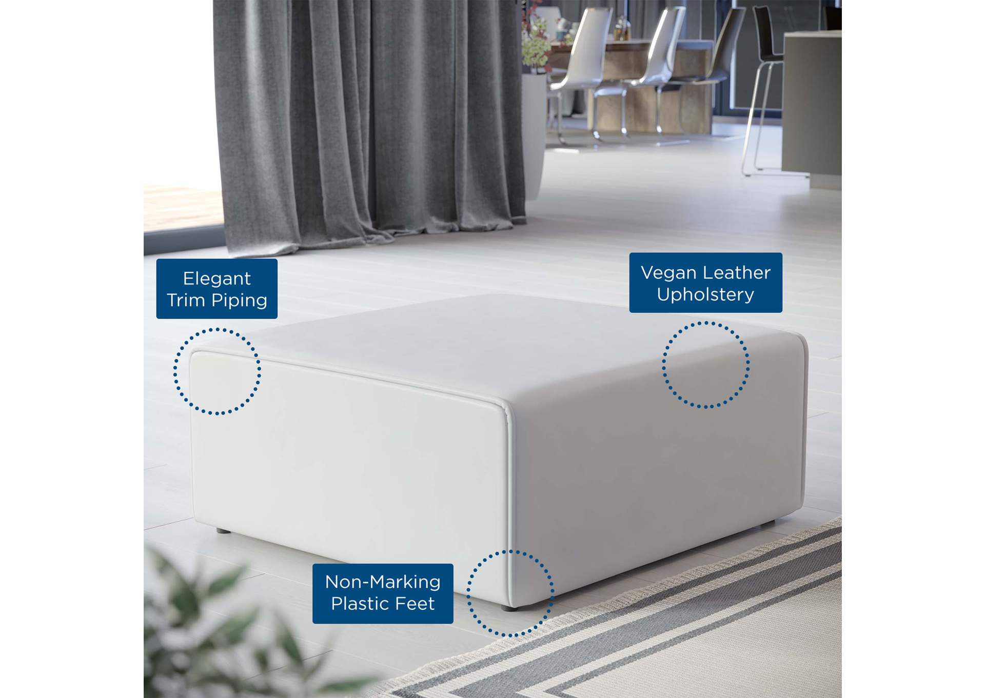 White Mingle Vegan Leather Ottoman,Modway