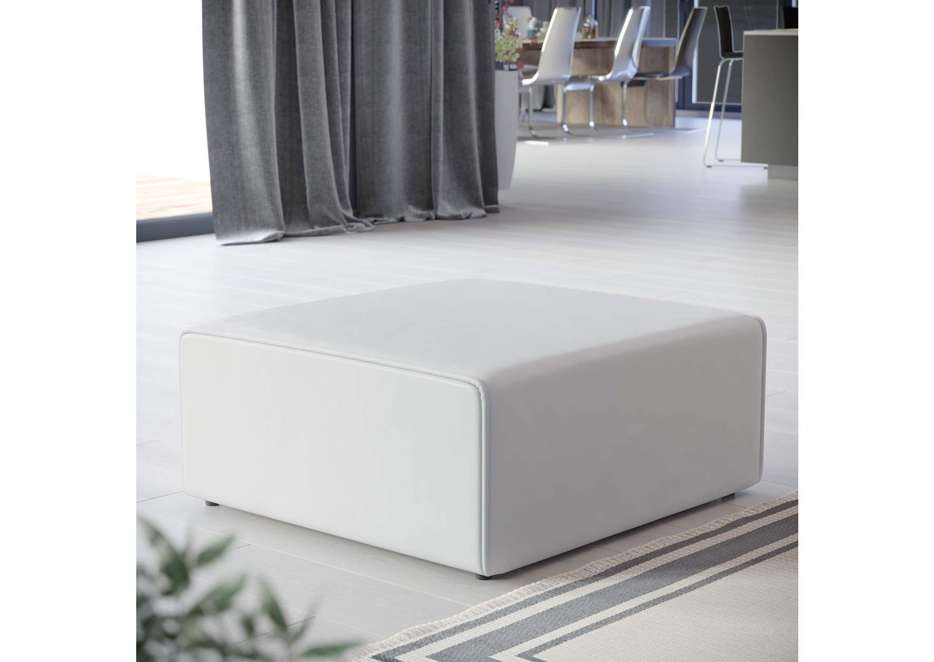 White Mingle Vegan Leather Ottoman,Modway