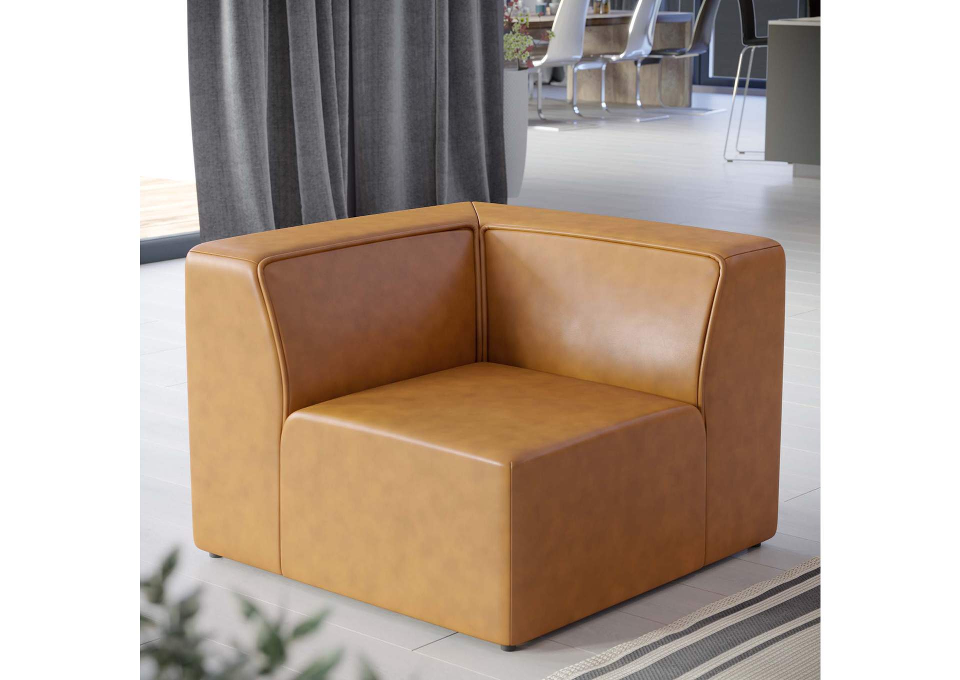 Tan Mingle Vegan Leather Corner Chair,Modway