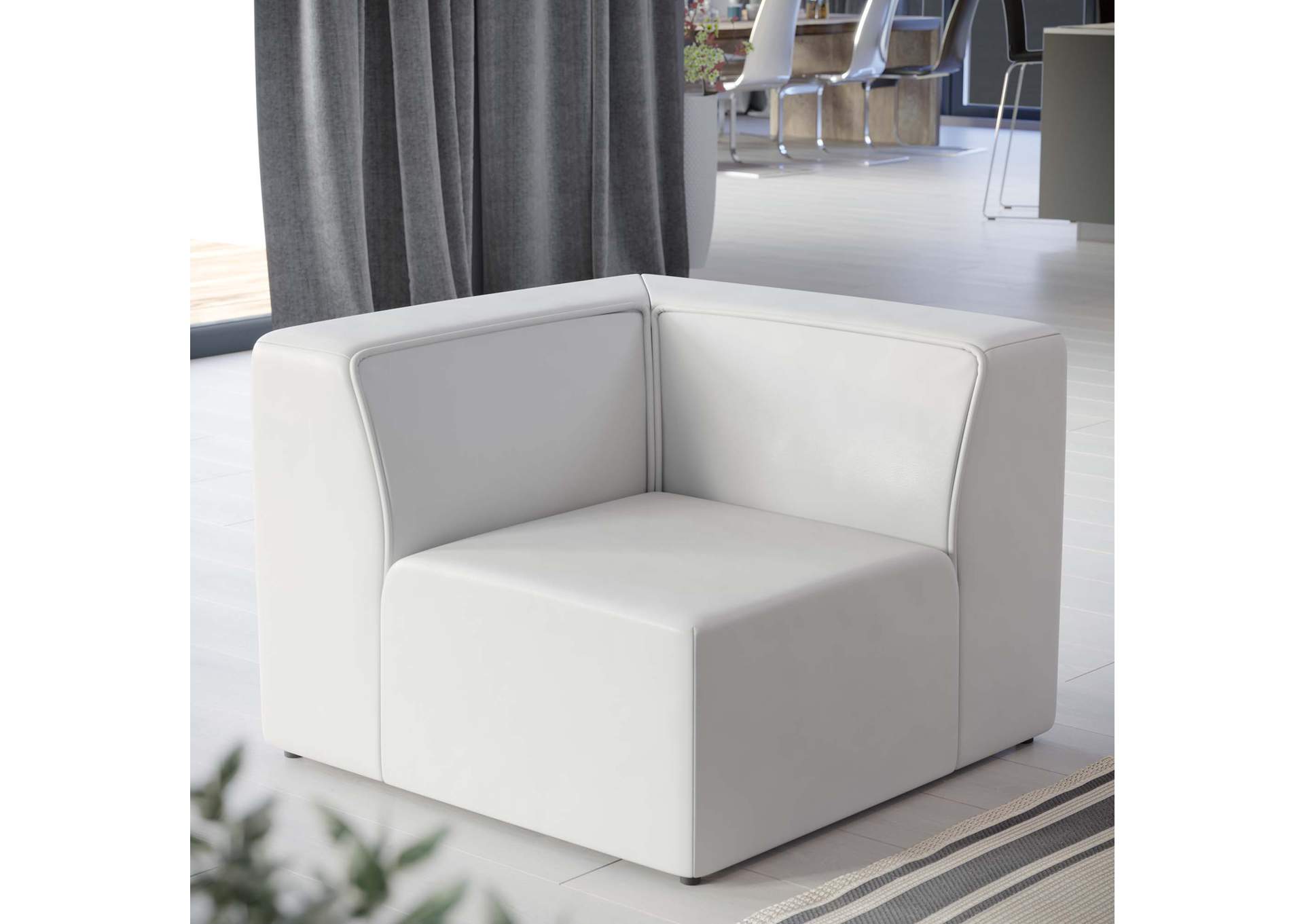 White Mingle Vegan Leather Corner Chair,Modway