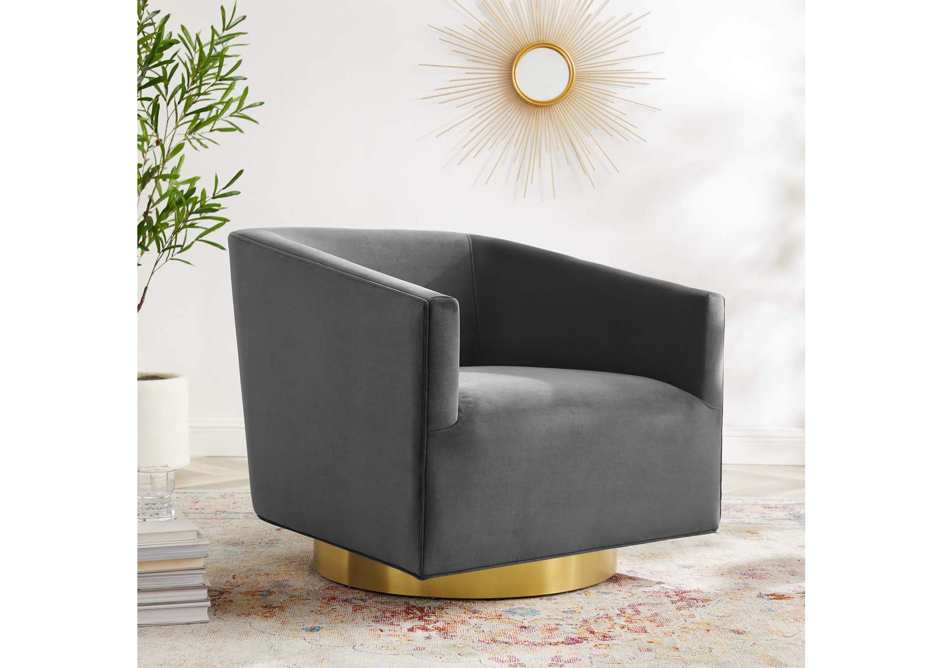 Twist Accent Lounge Performance Velvet Swivel Chair,Modway