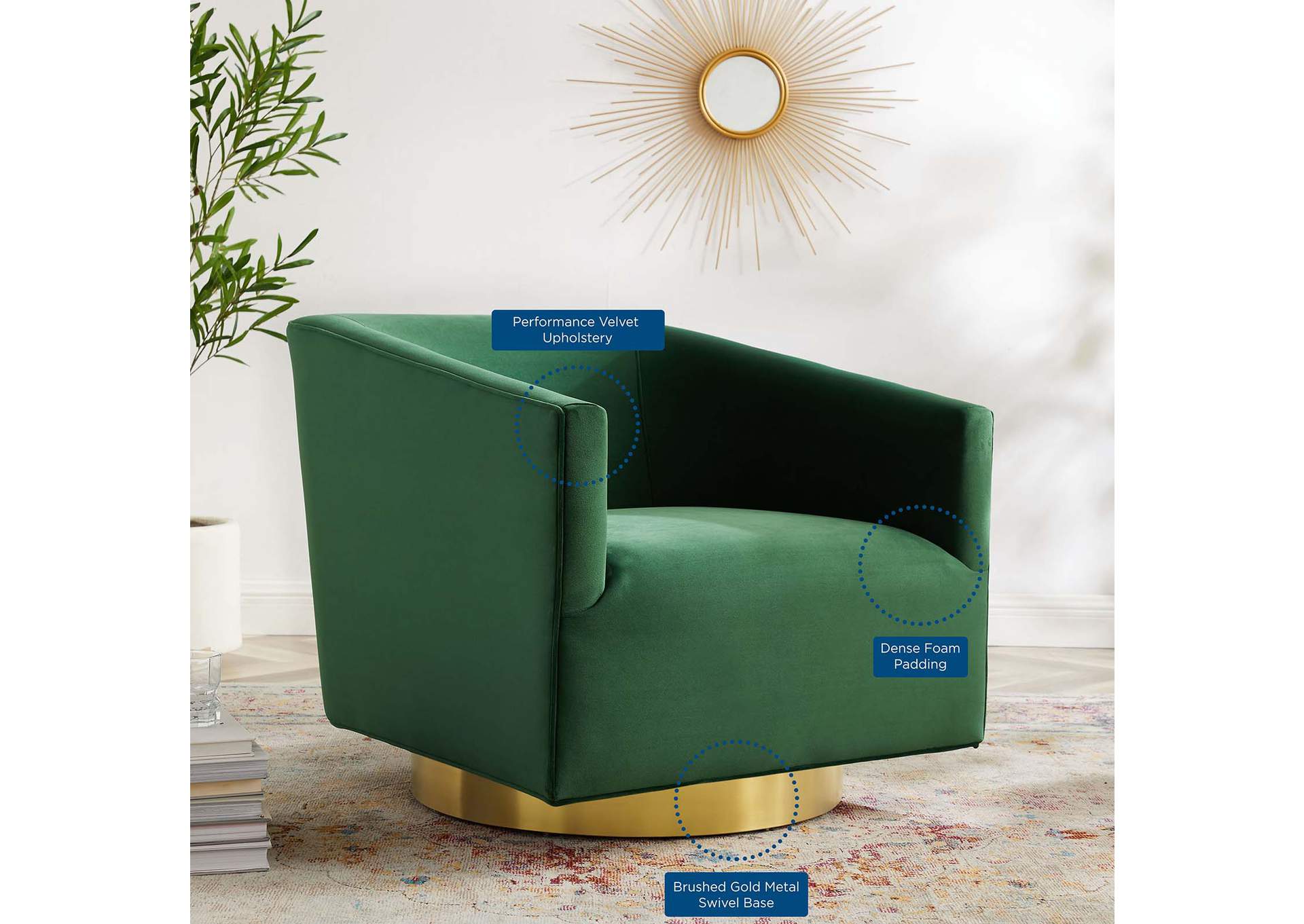 Twist Accent Lounge Performance Velvet Swivel Chair,Modway