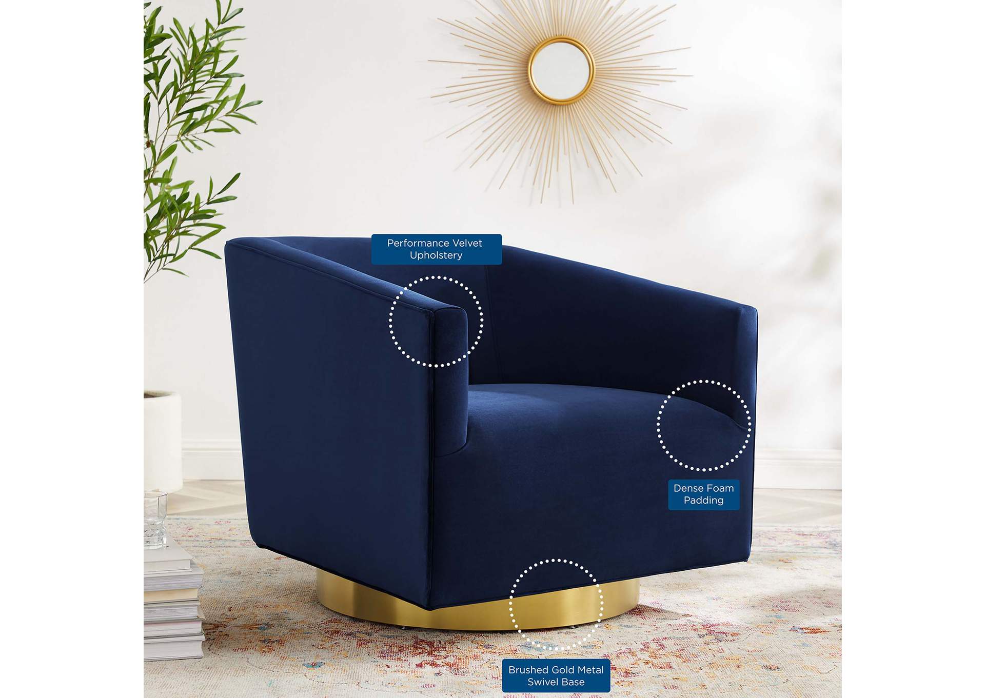 Twist Accent Lounge Performance Velvet Swivel Chair,Modway