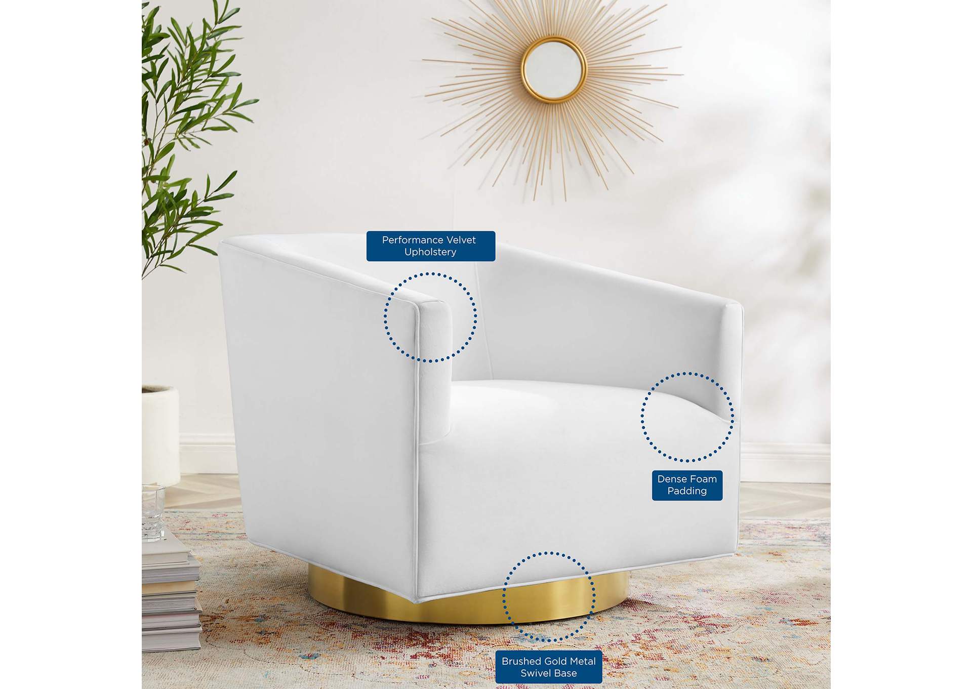 Twist Accent Lounge Performance Velvet Swivel Chair,Modway