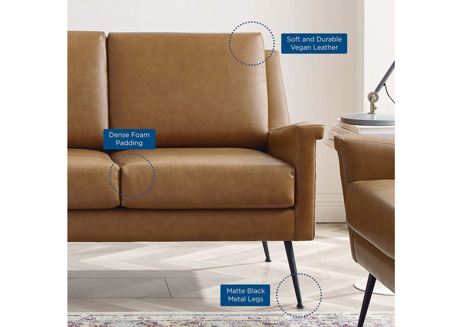 Chesapeake Vegan Leather Sofa,Modway