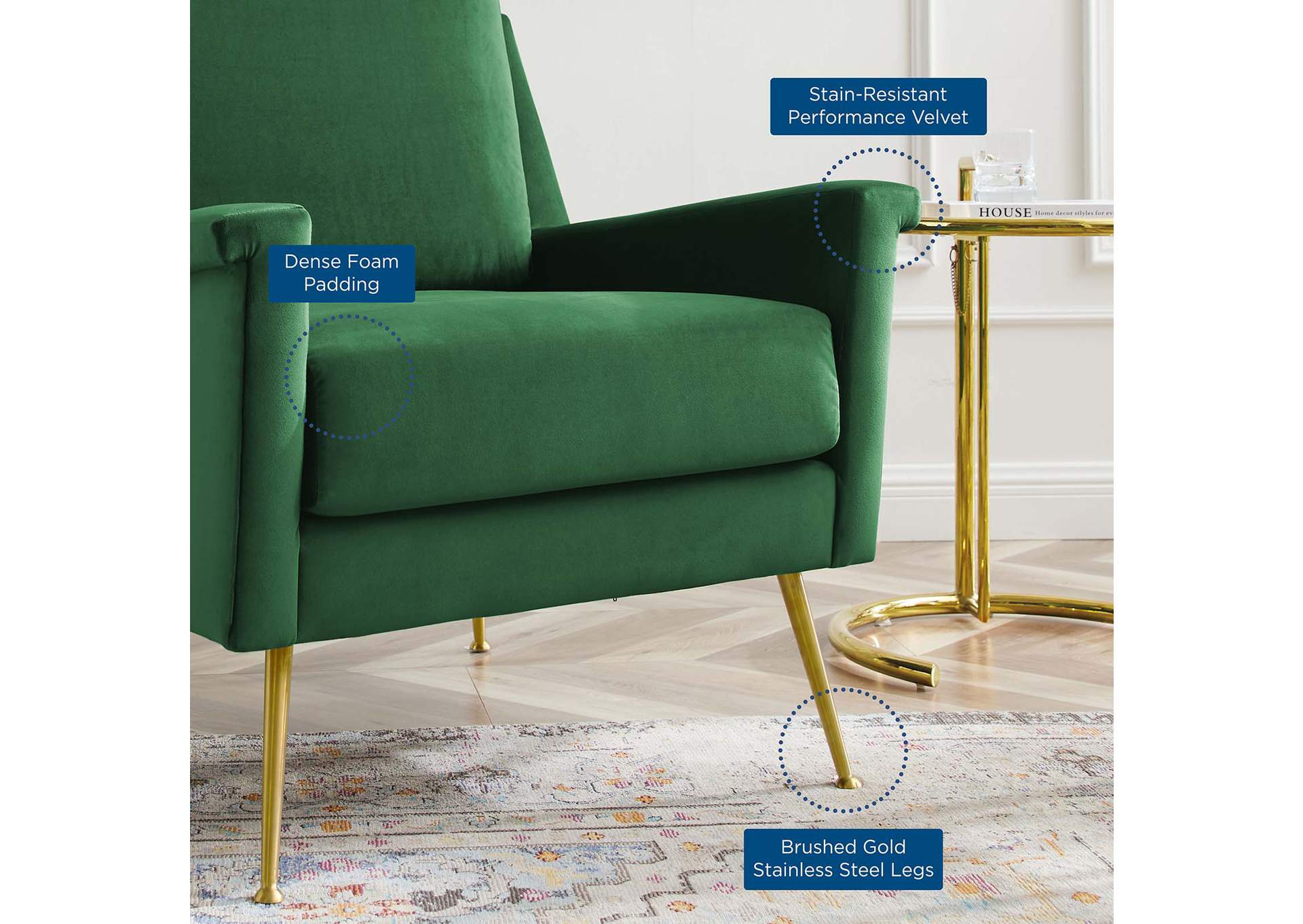 Chesapeake Performance Velvet Armchair,Modway