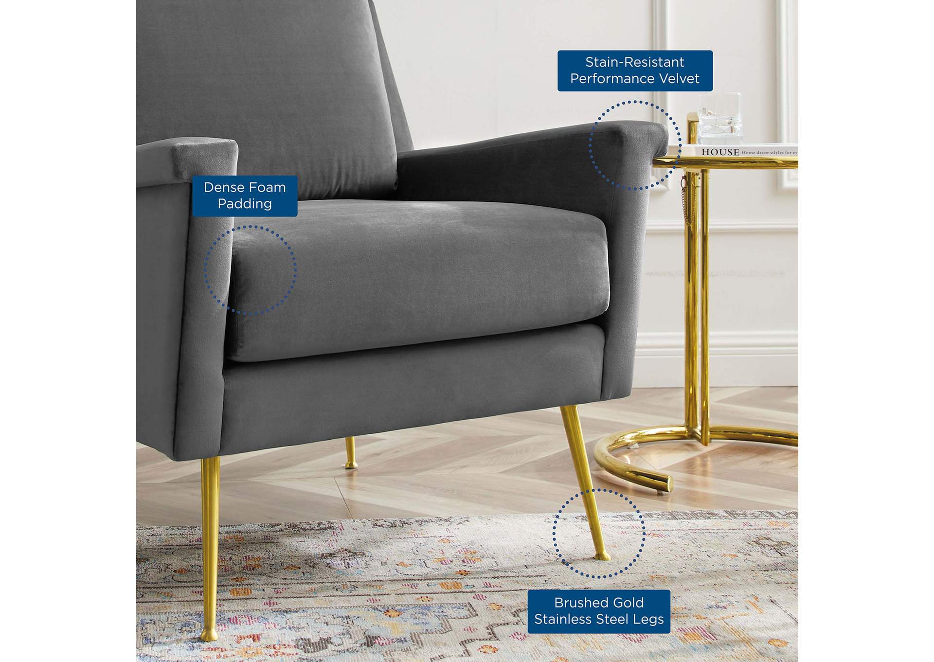 Chesapeake Performance Velvet Armchair,Modway