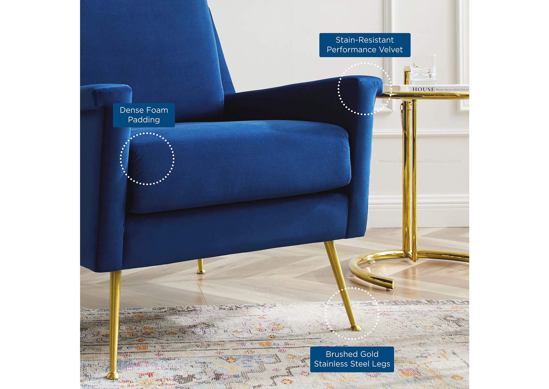 Chesapeake Performance Velvet Armchair,Modway