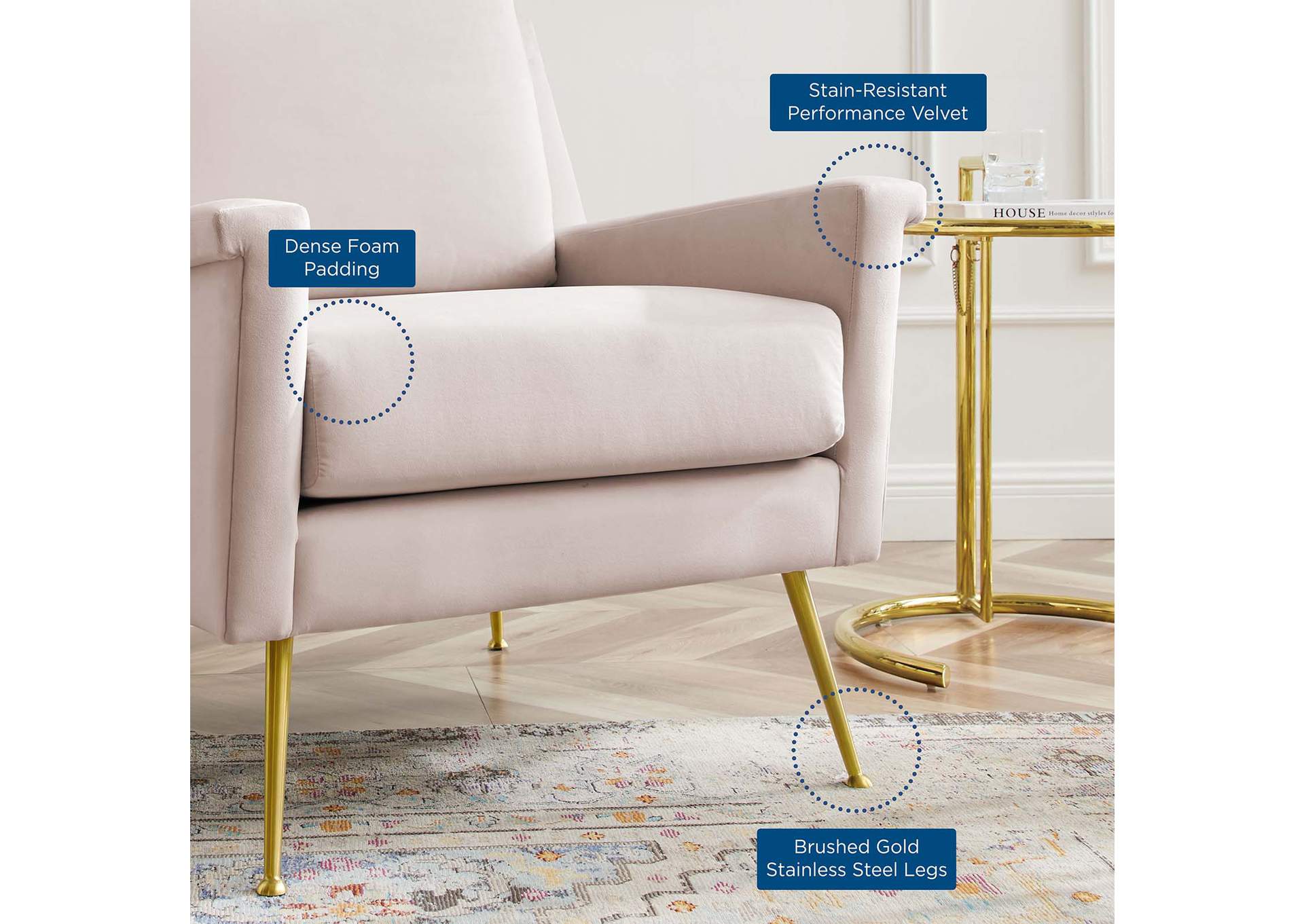 Chesapeake Performance Velvet Armchair,Modway