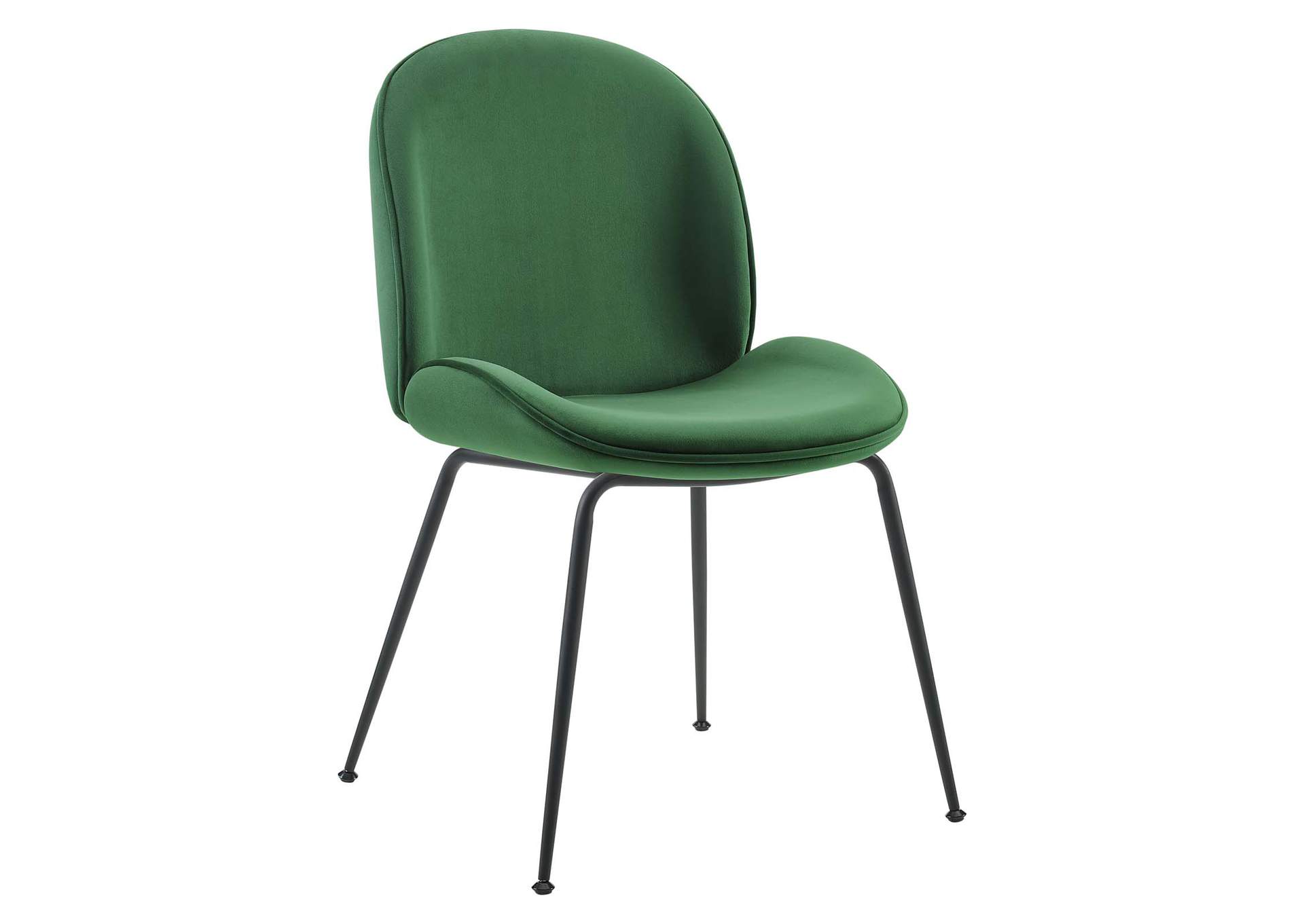 Emerald Scoop Black Powder Coated Steel Leg Performance Velvet Dining Chairs - [Set of 2],Modway