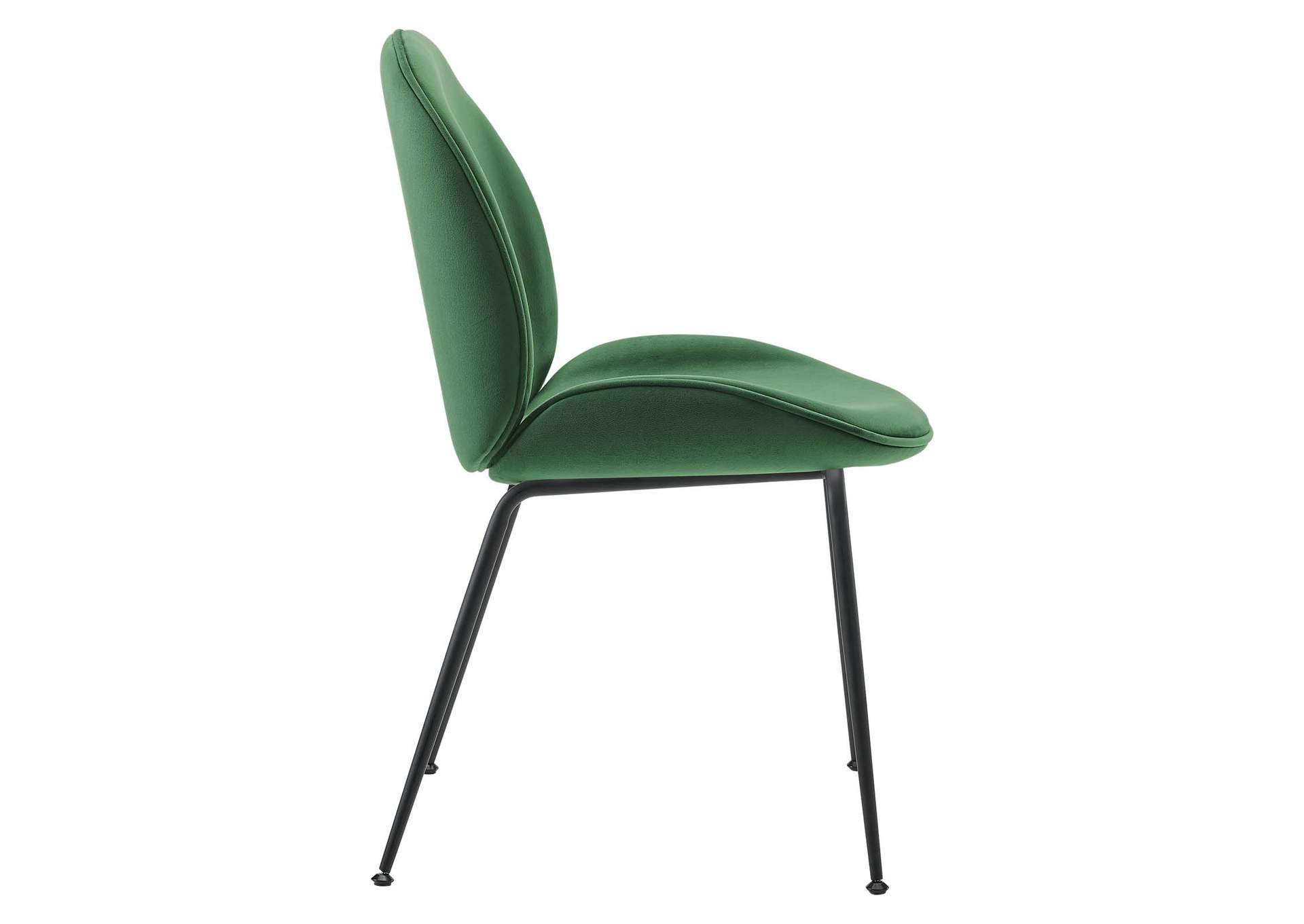 Emerald Scoop Black Powder Coated Steel Leg Performance Velvet Dining Chairs - [Set of 2],Modway