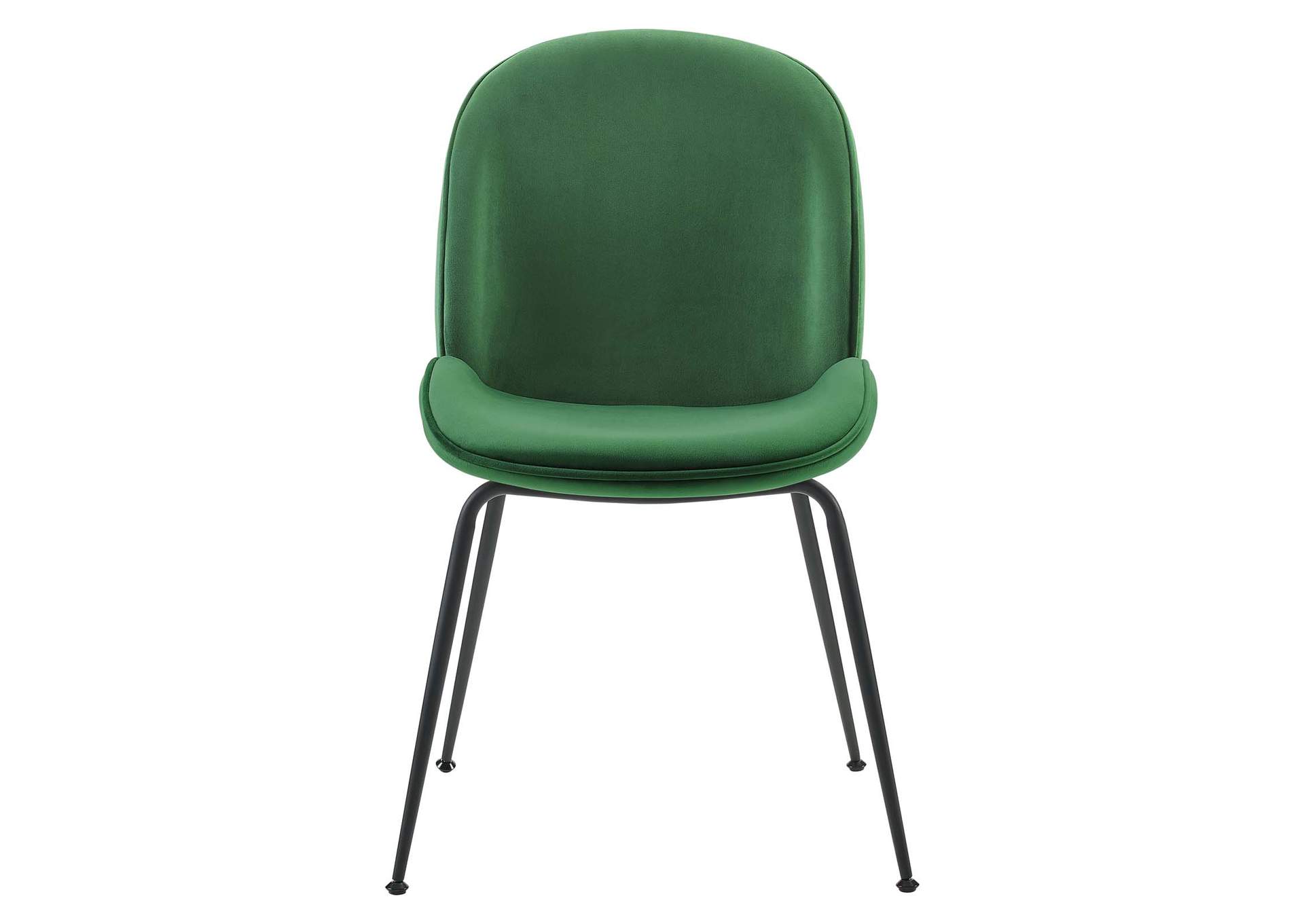 Emerald Scoop Black Powder Coated Steel Leg Performance Velvet Dining Chairs - [Set of 2],Modway