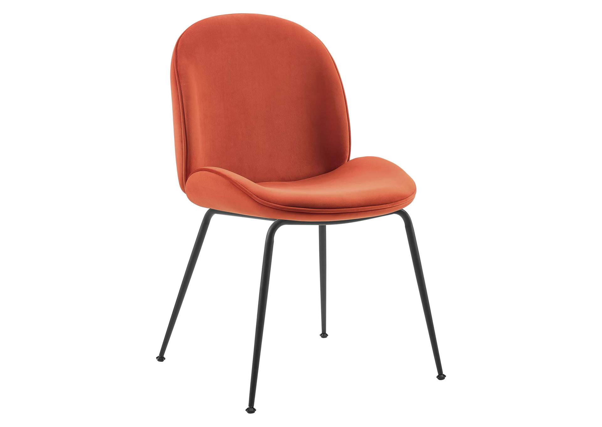 Orange Scoop Black Powder Coated Steel Leg Performance Velvet Dining Chairs - [Set of 2],Modway