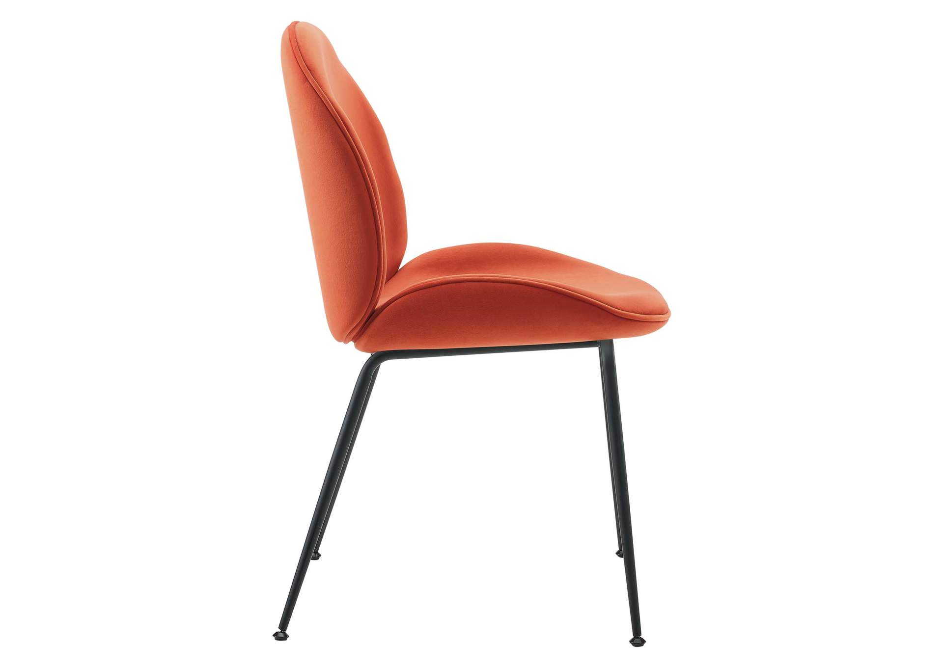 Orange Scoop Black Powder Coated Steel Leg Performance Velvet Dining Chairs - [Set of 2],Modway