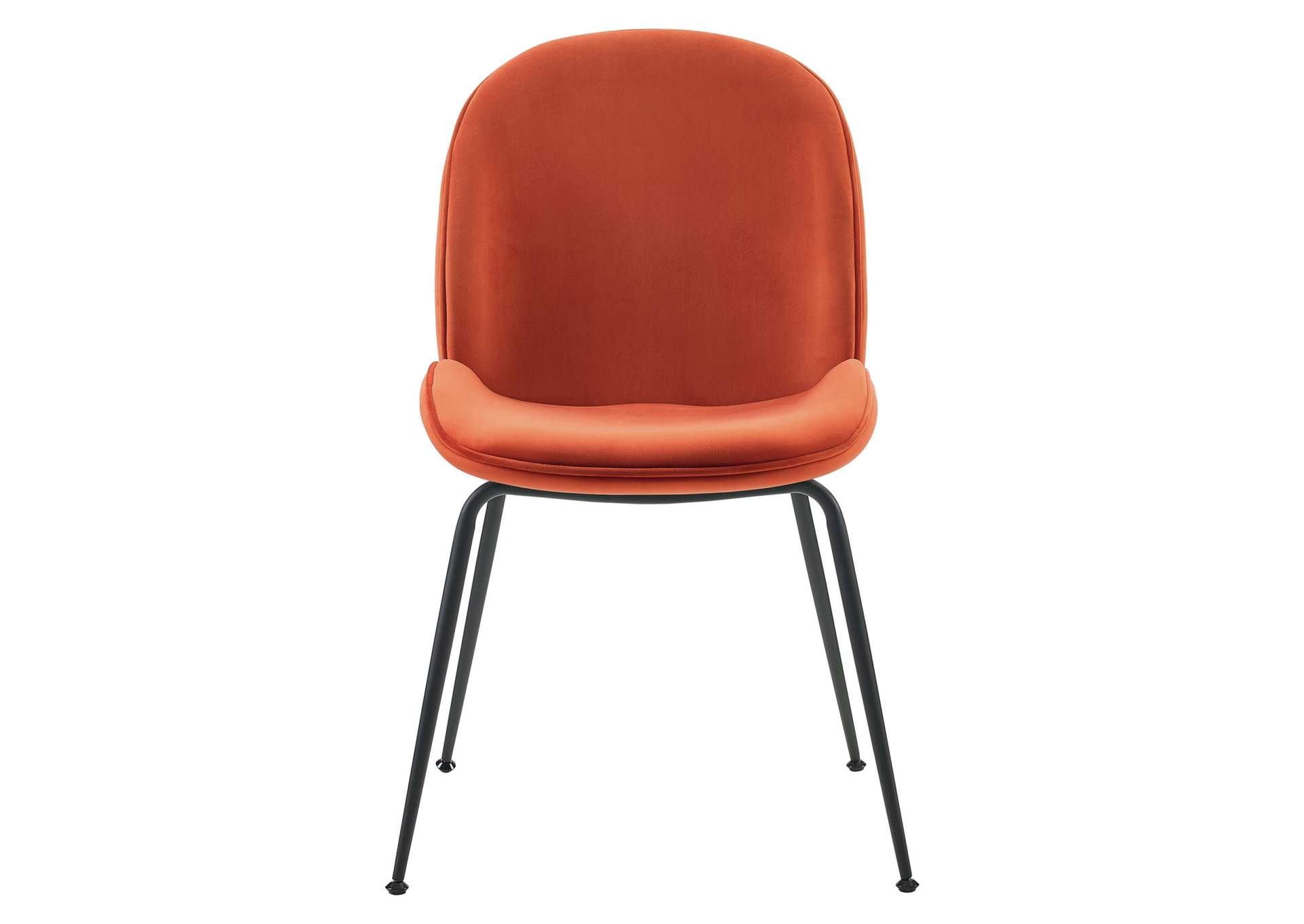 Orange Scoop Black Powder Coated Steel Leg Performance Velvet Dining Chairs - [Set of 2],Modway