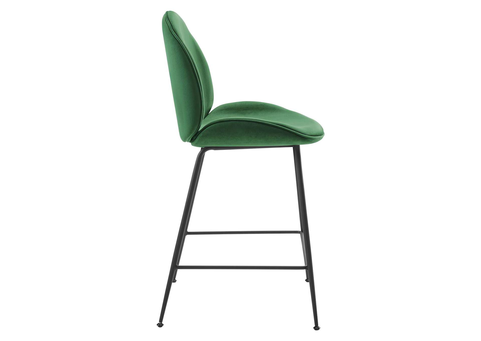 Emerald Scoop Black Powder Coated Steel Leg Performance Velvet Counter Stool,Modway