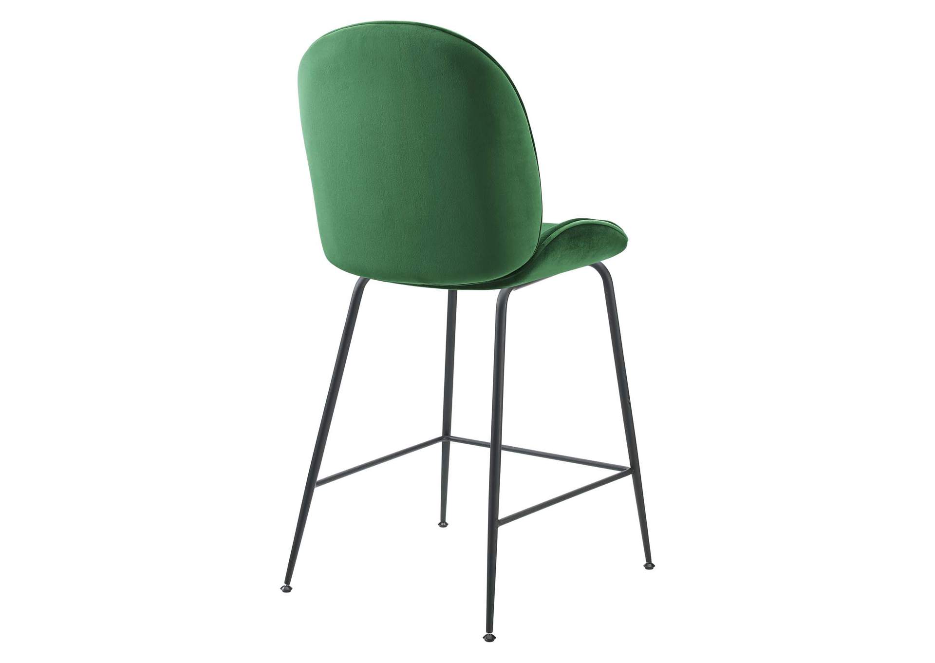 Emerald Scoop Black Powder Coated Steel Leg Performance Velvet Counter Stool,Modway