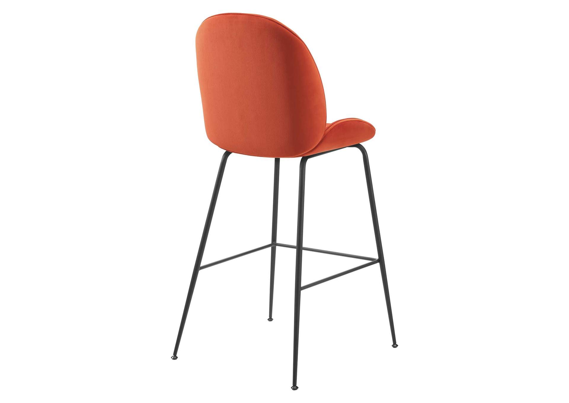 Orange Scoop Black Powder Coated Steel Leg Performance Velvet Bar Stool,Modway