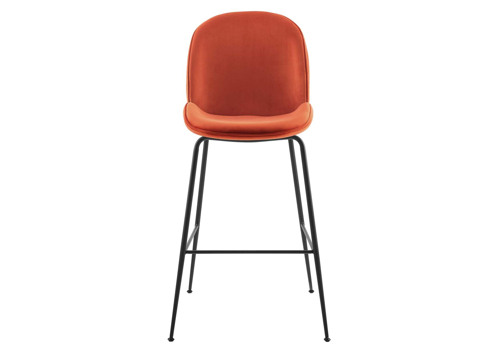 Orange Scoop Black Powder Coated Steel Leg Performance Velvet Bar Stool,Modway