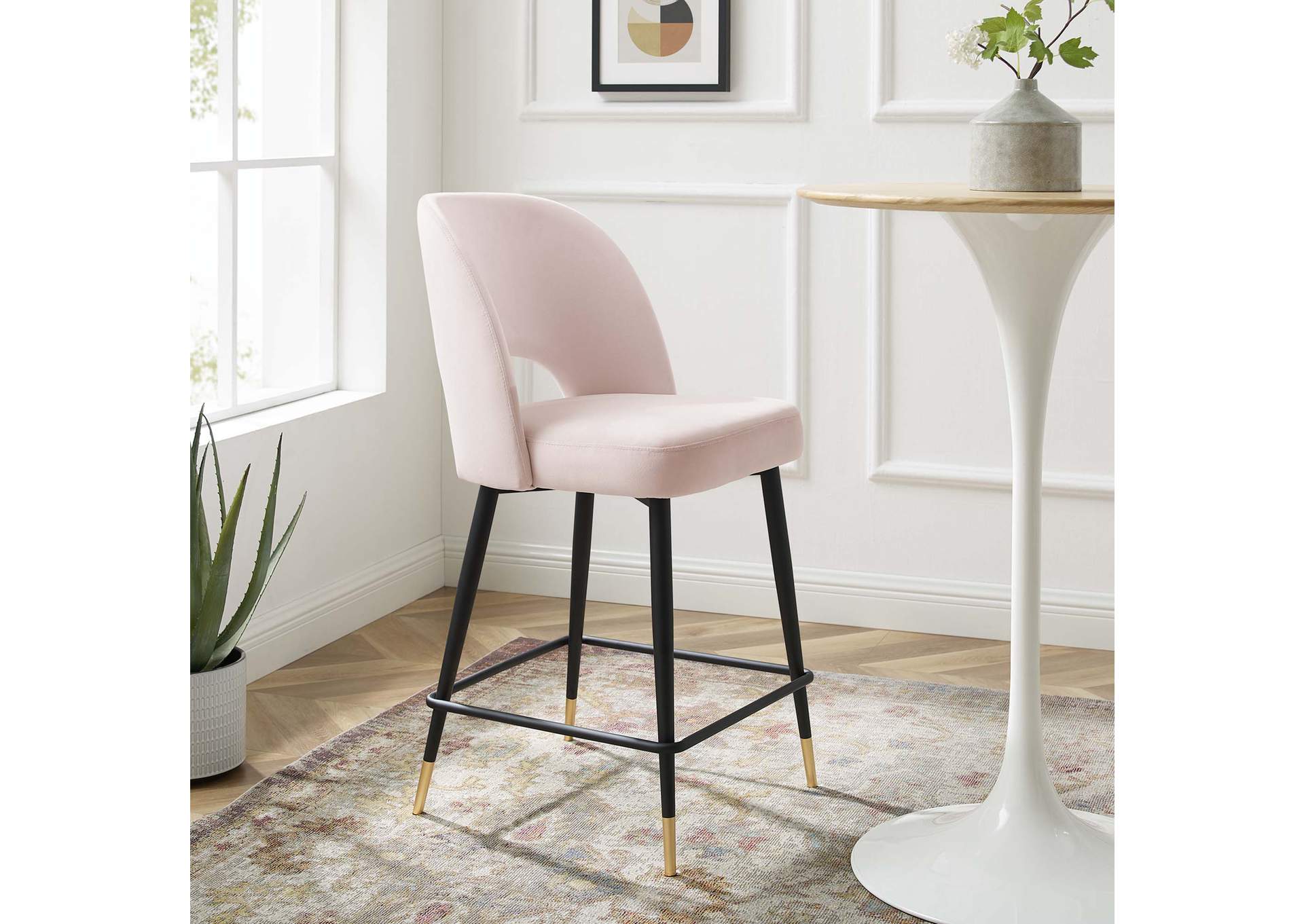 Pink Rouse Performance Velvet Counter Stool,Modway