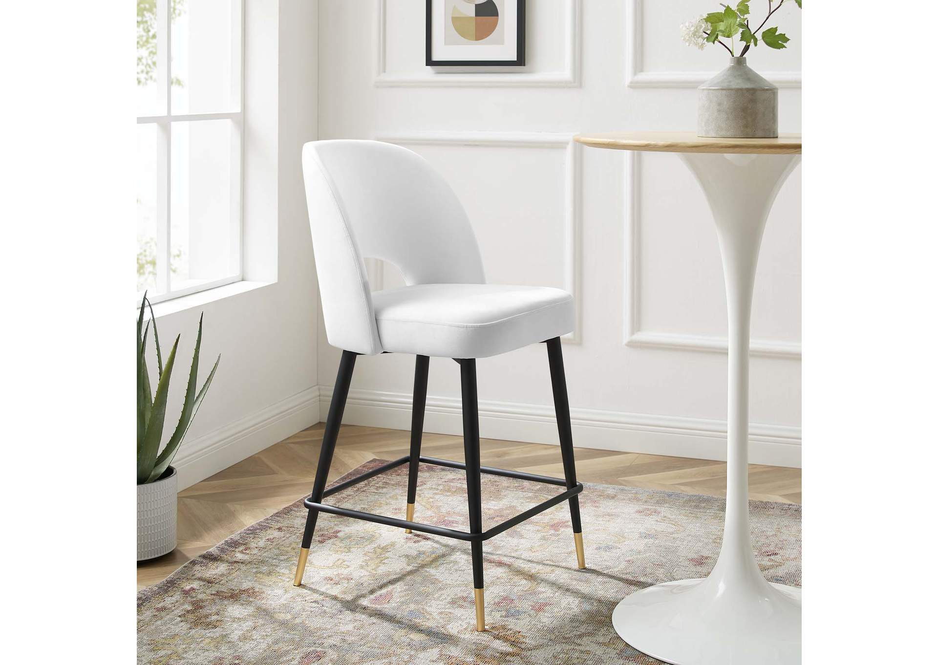 White Rouse Performance Velvet Counter Stool,Modway