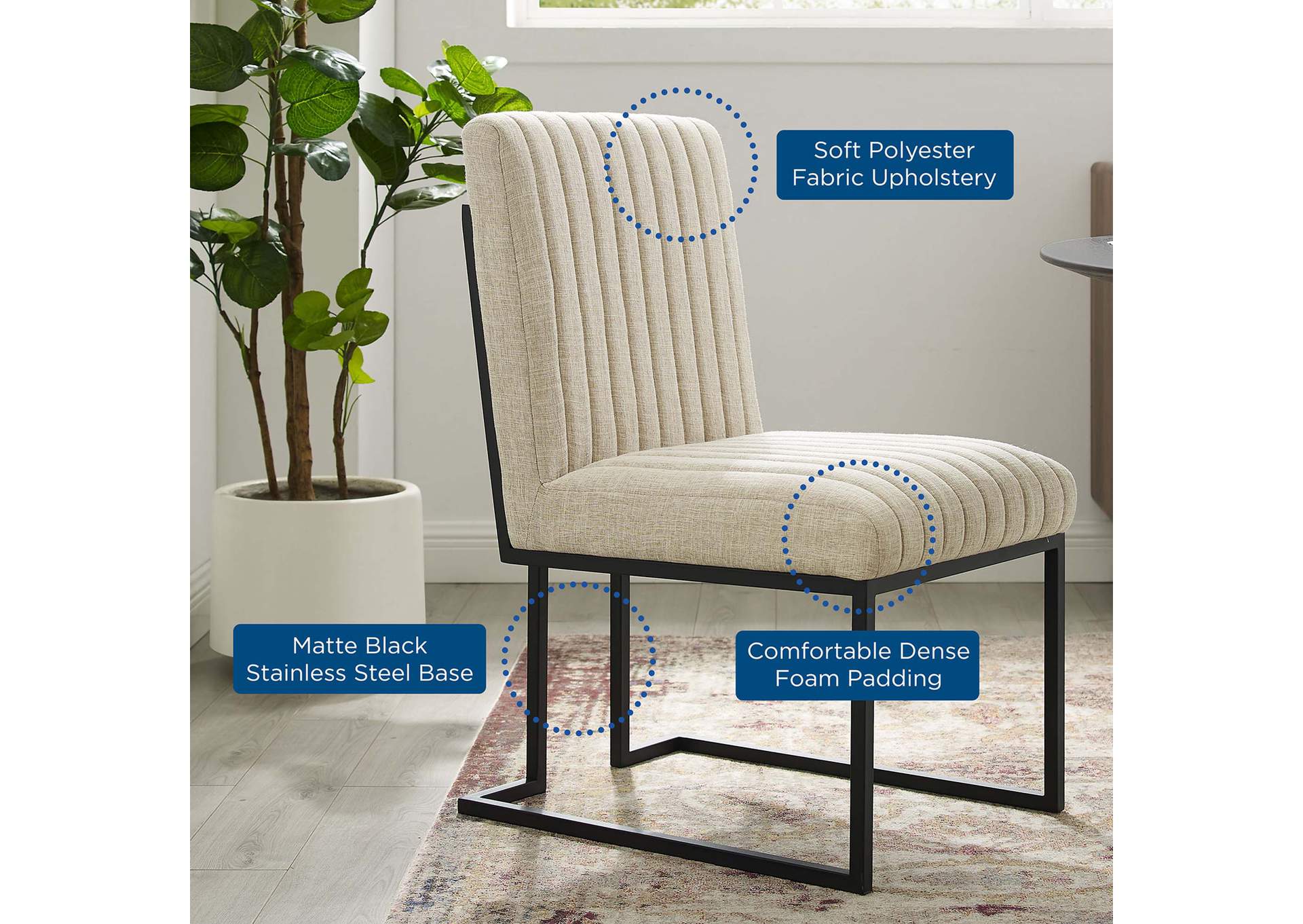 Indulge Channel Tufted Fabric Dining Chair,Modway