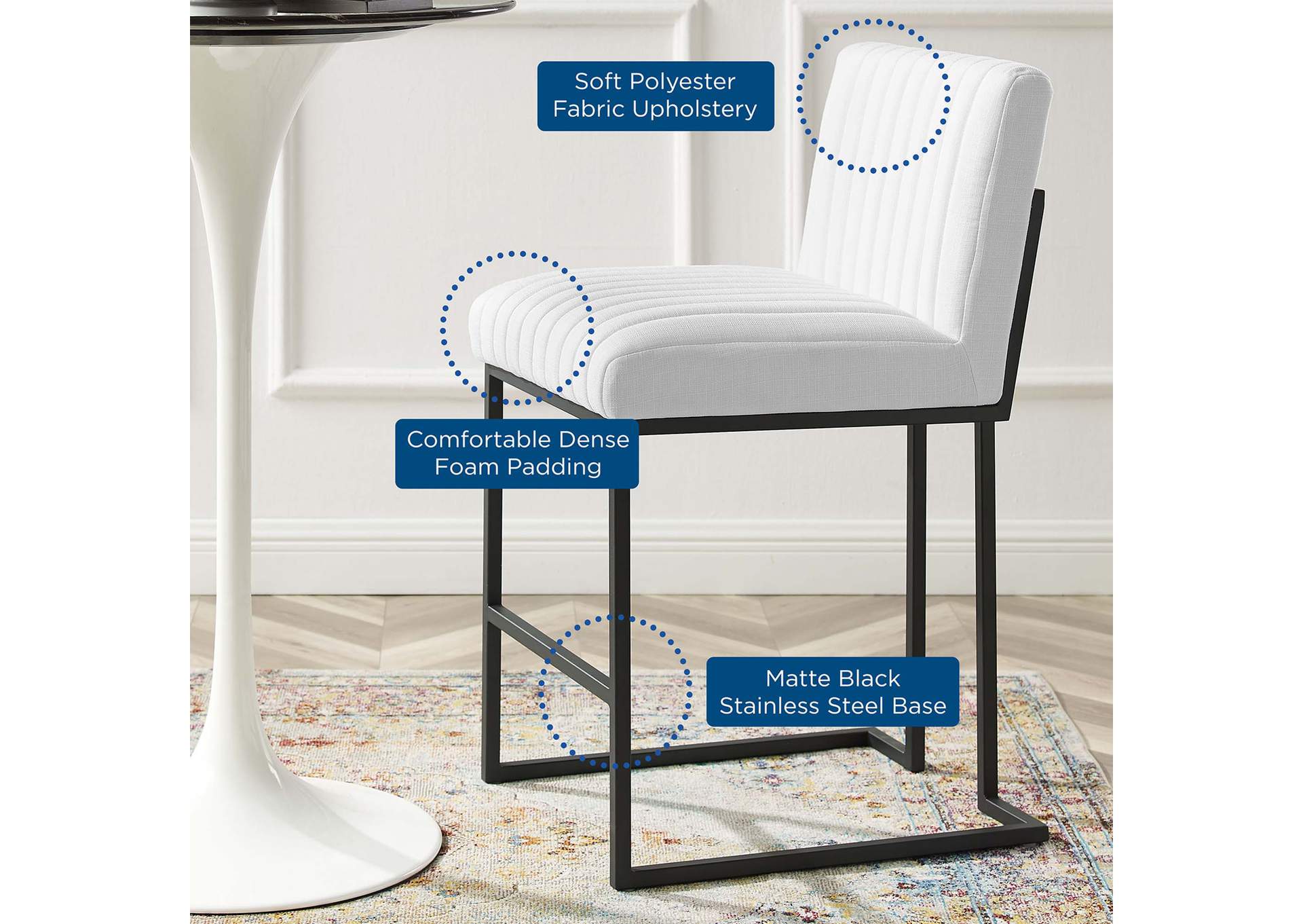 Indulge Channel Tufted Fabric Counter Stool,Modway